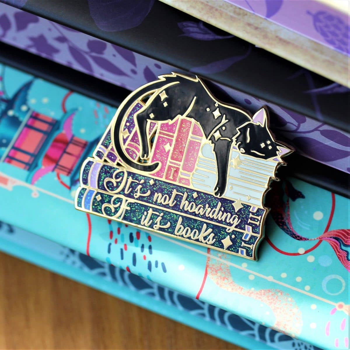 Book Hoarder - book lover enamel pin