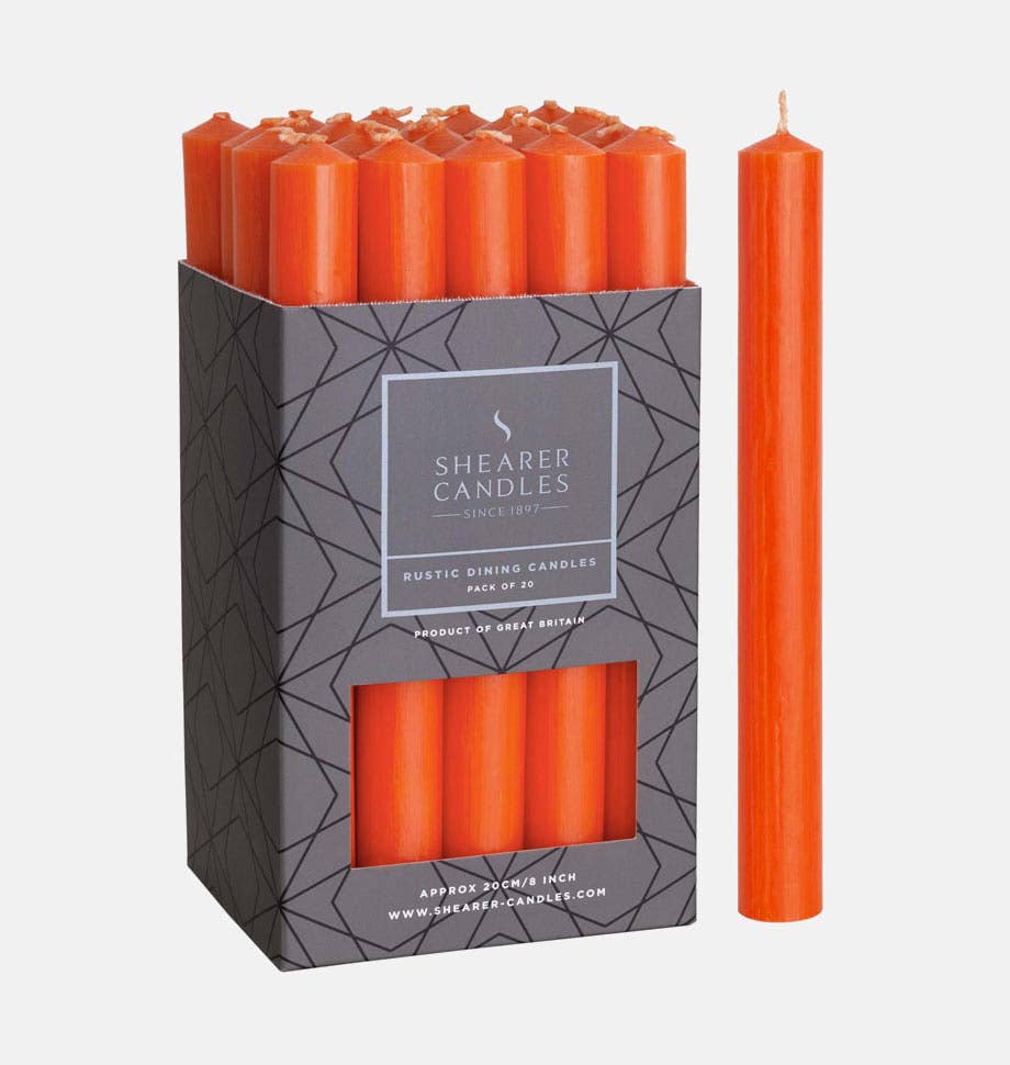 Orange 8 inch Dinner Candles x 20