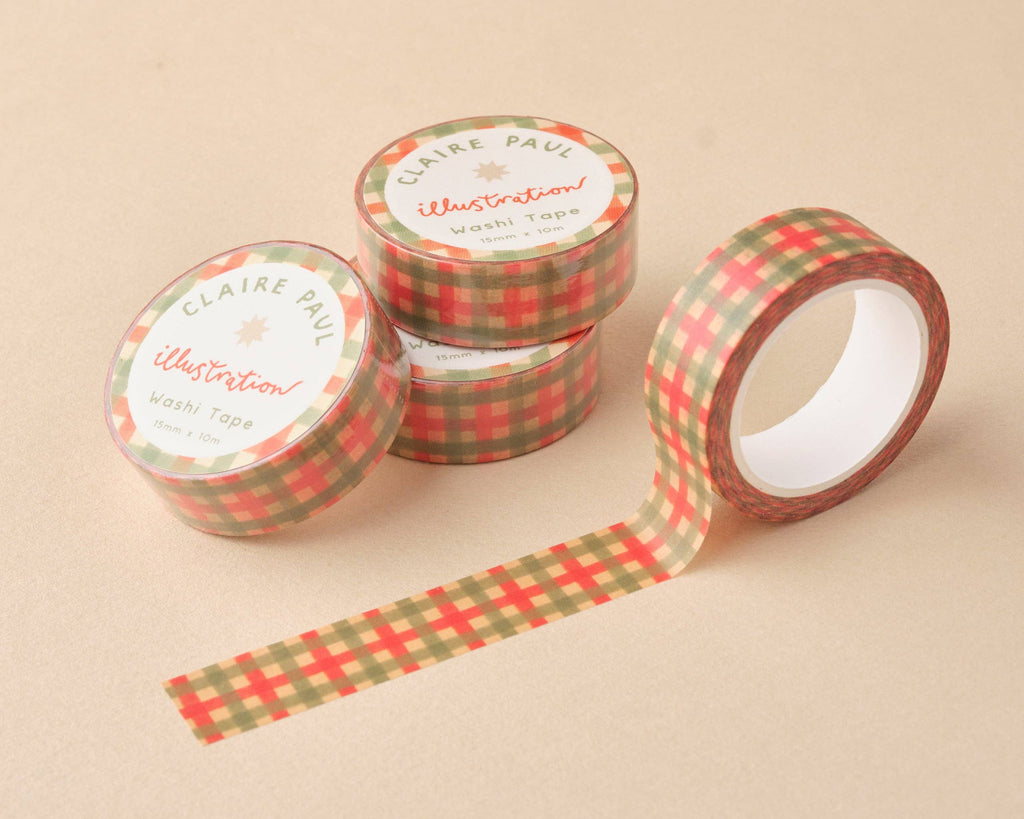 Green and Red Check Washi Tape