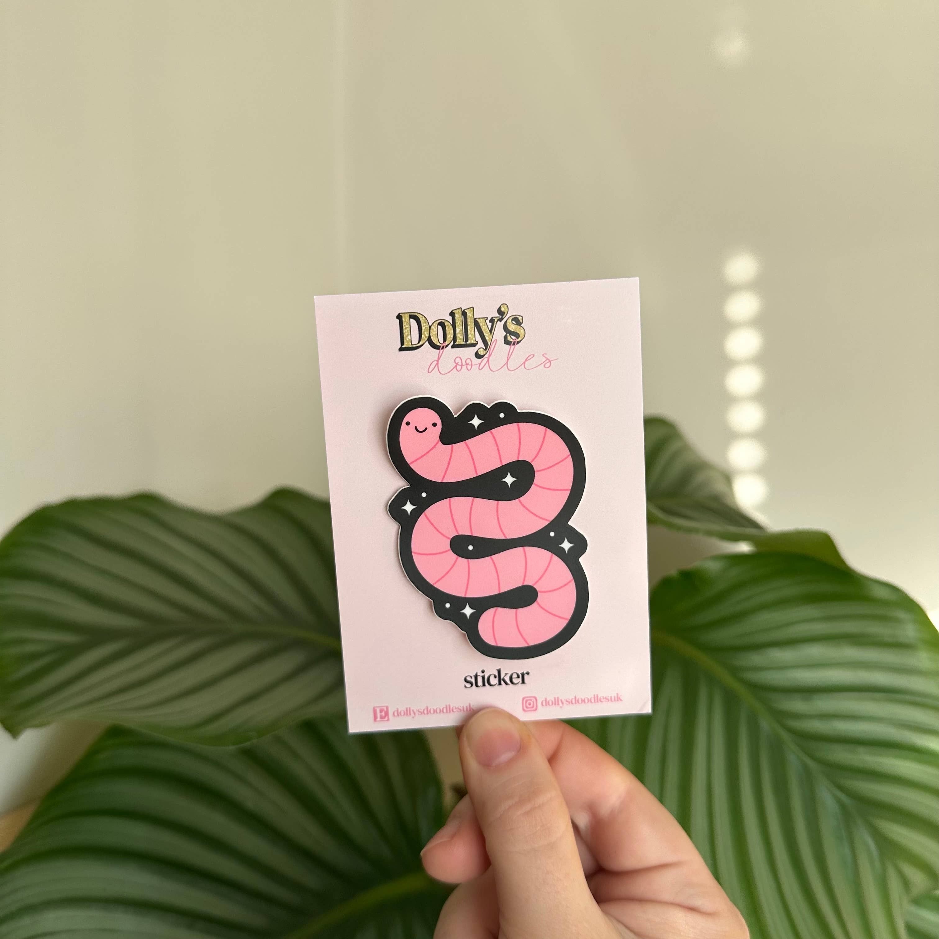 Matte Sticker | Big Worm Cute Pink Gift