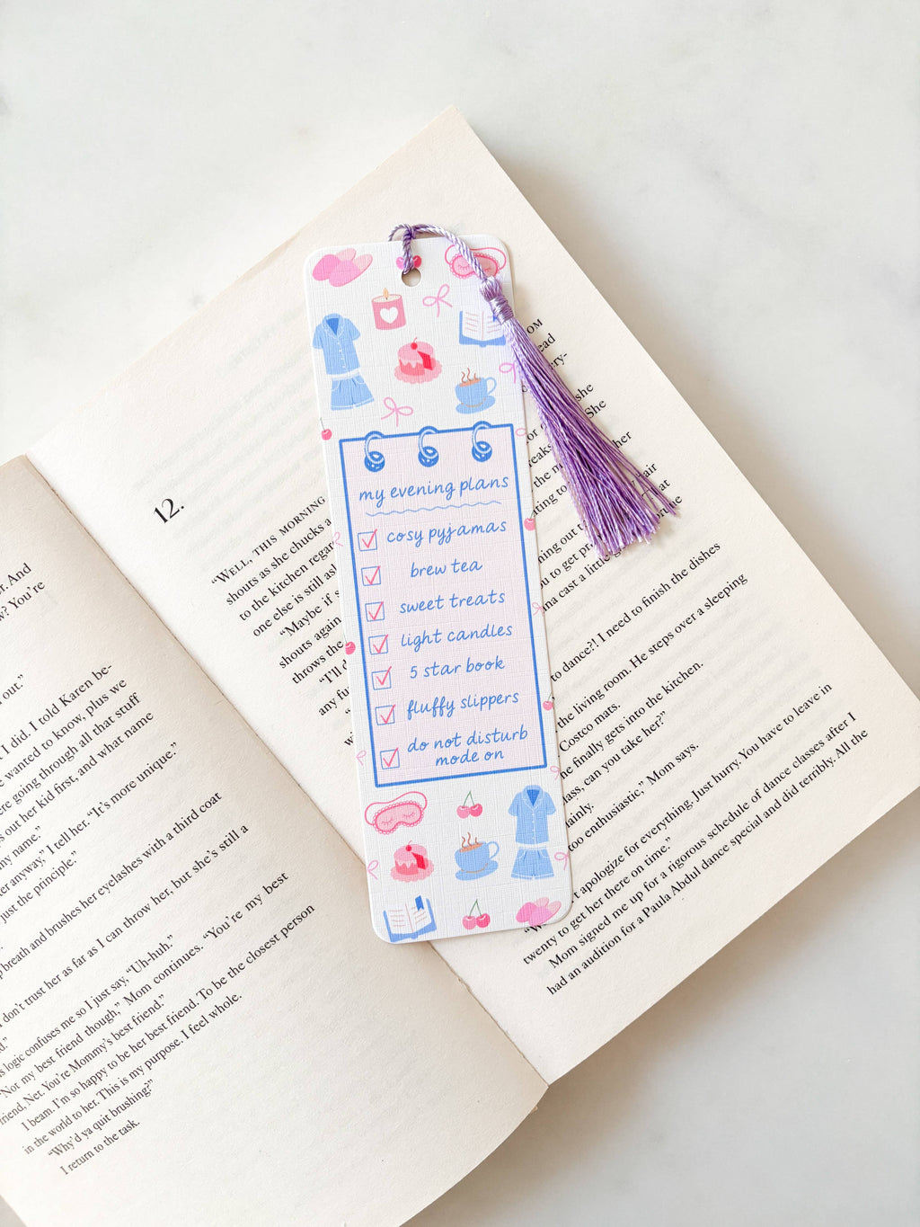 Cozy Evening Plans Checklist Bookmark