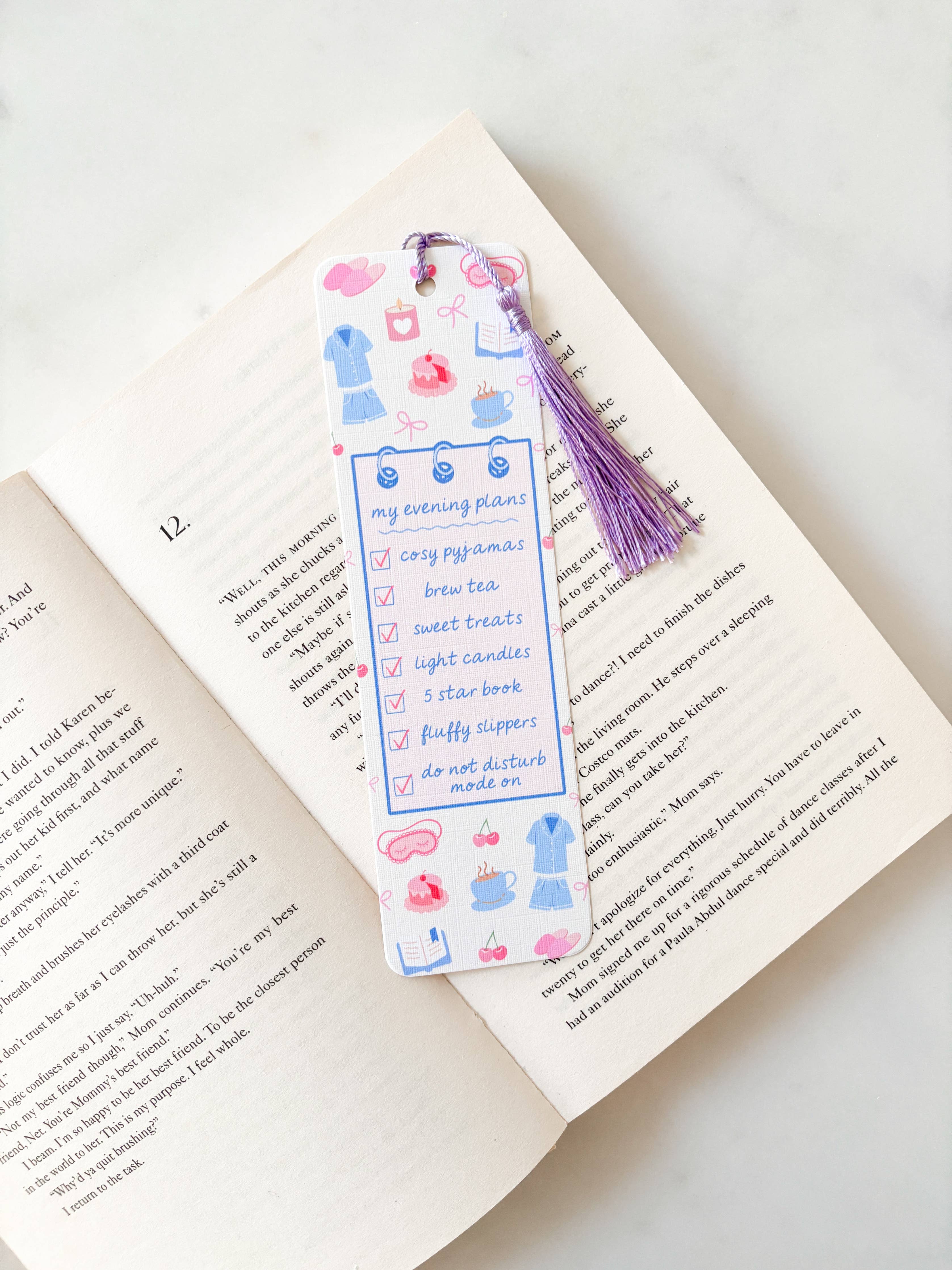 Cozy Evening Plans Checklist Bookmark