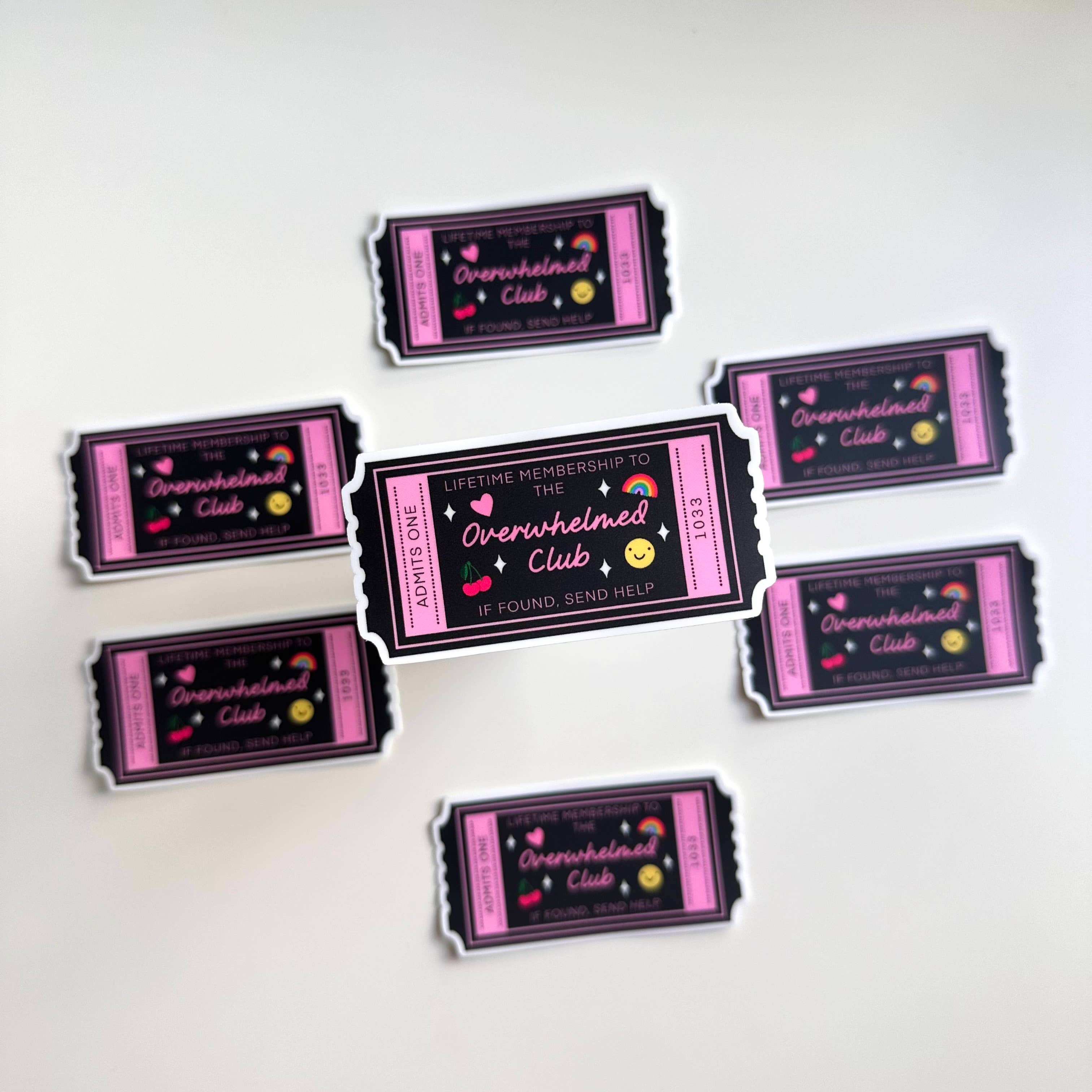 Matte Sticker | Overwhelmed Club Ticket Cute Gift