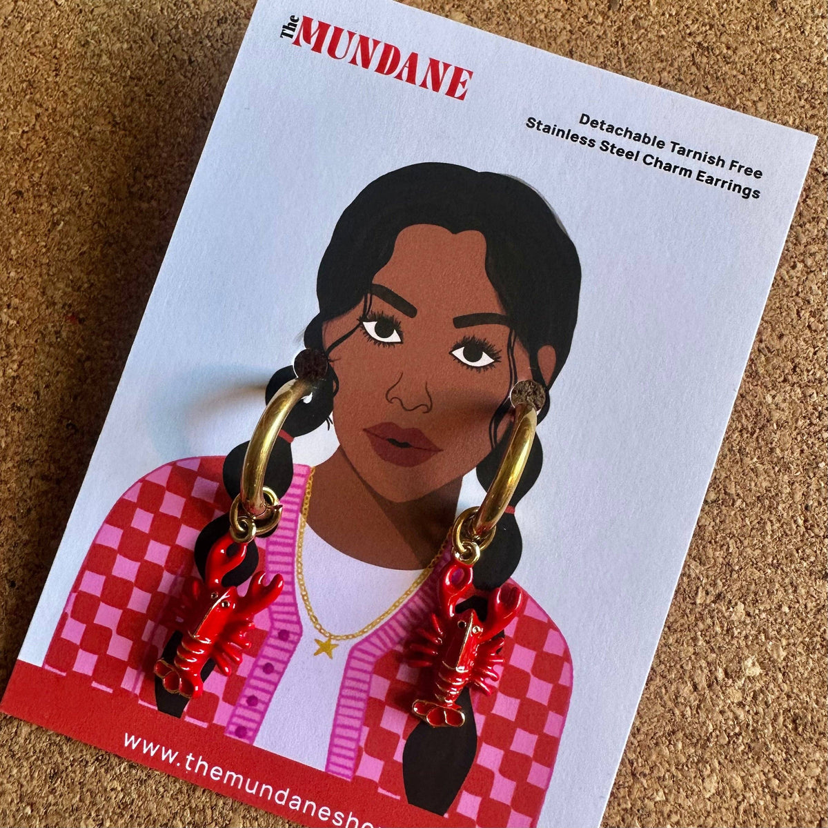 🦞 Lobster Coastal ✨ Detachable Enamel Charm Hoop Earrings