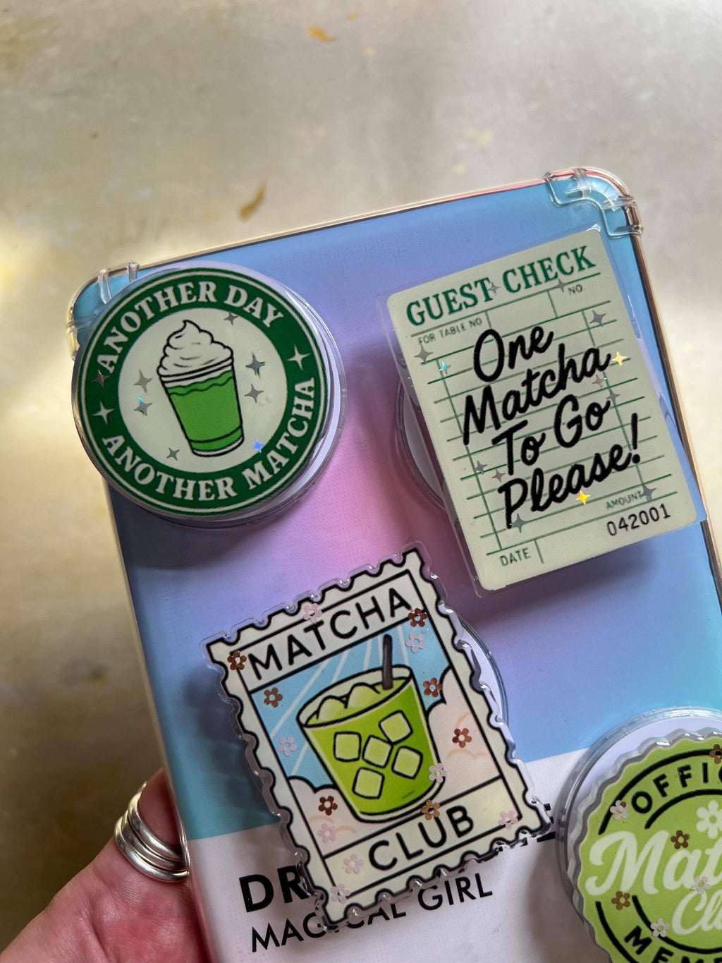 Matcha-Themed Kindle Grip & Phone Holder