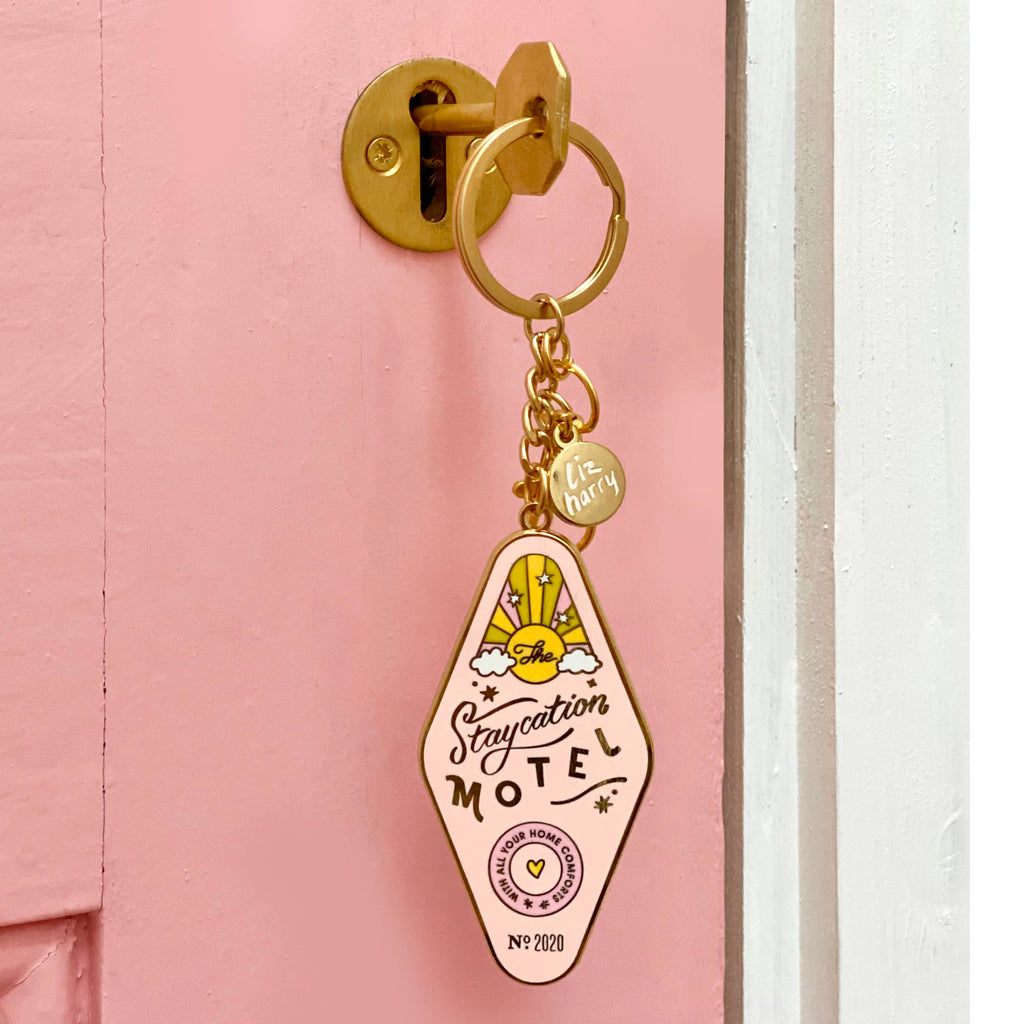 Staycation Motel Keychain - Purse Charm Gift