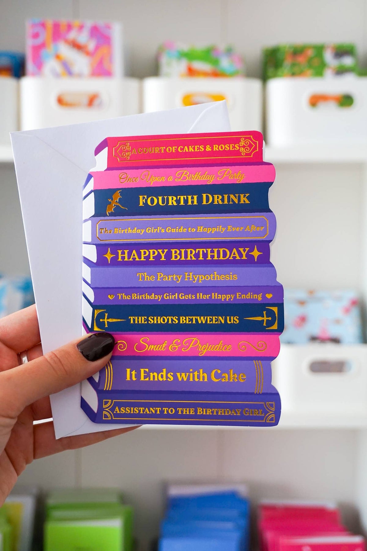 Purple Romantasy Books - Gold Foil Birthday Card