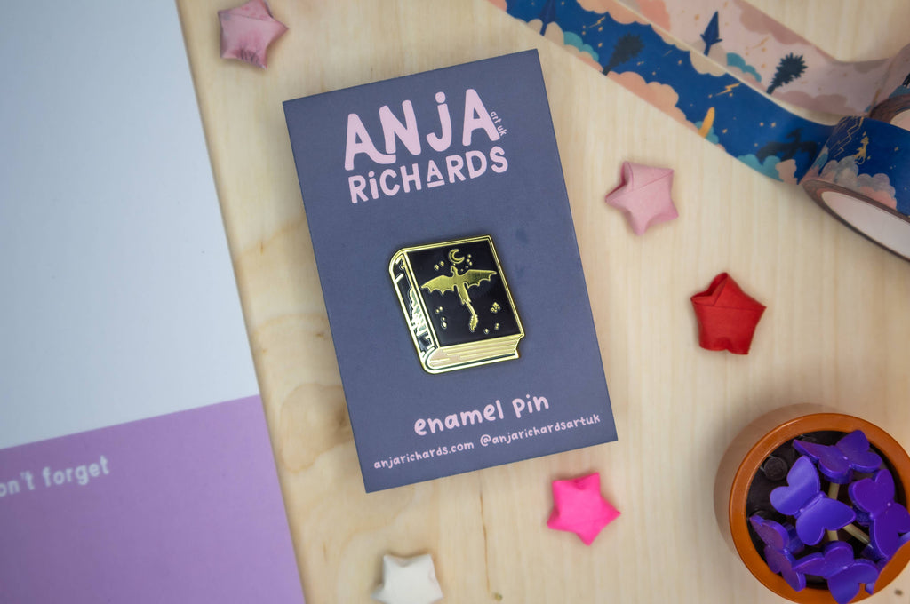 Feather Book Enamel Pin