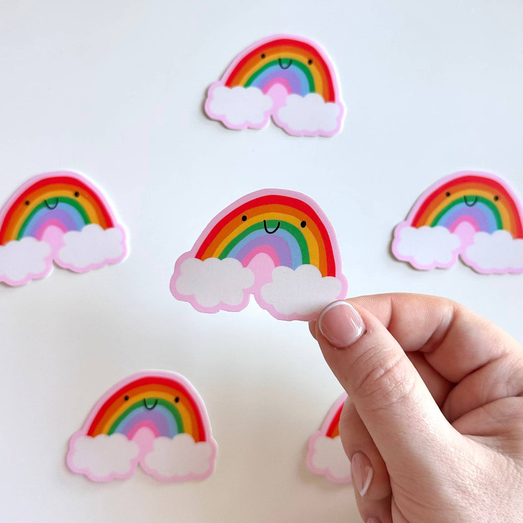 Matte Sticker | Smiley Rainbow Cute Happy Gift Pink