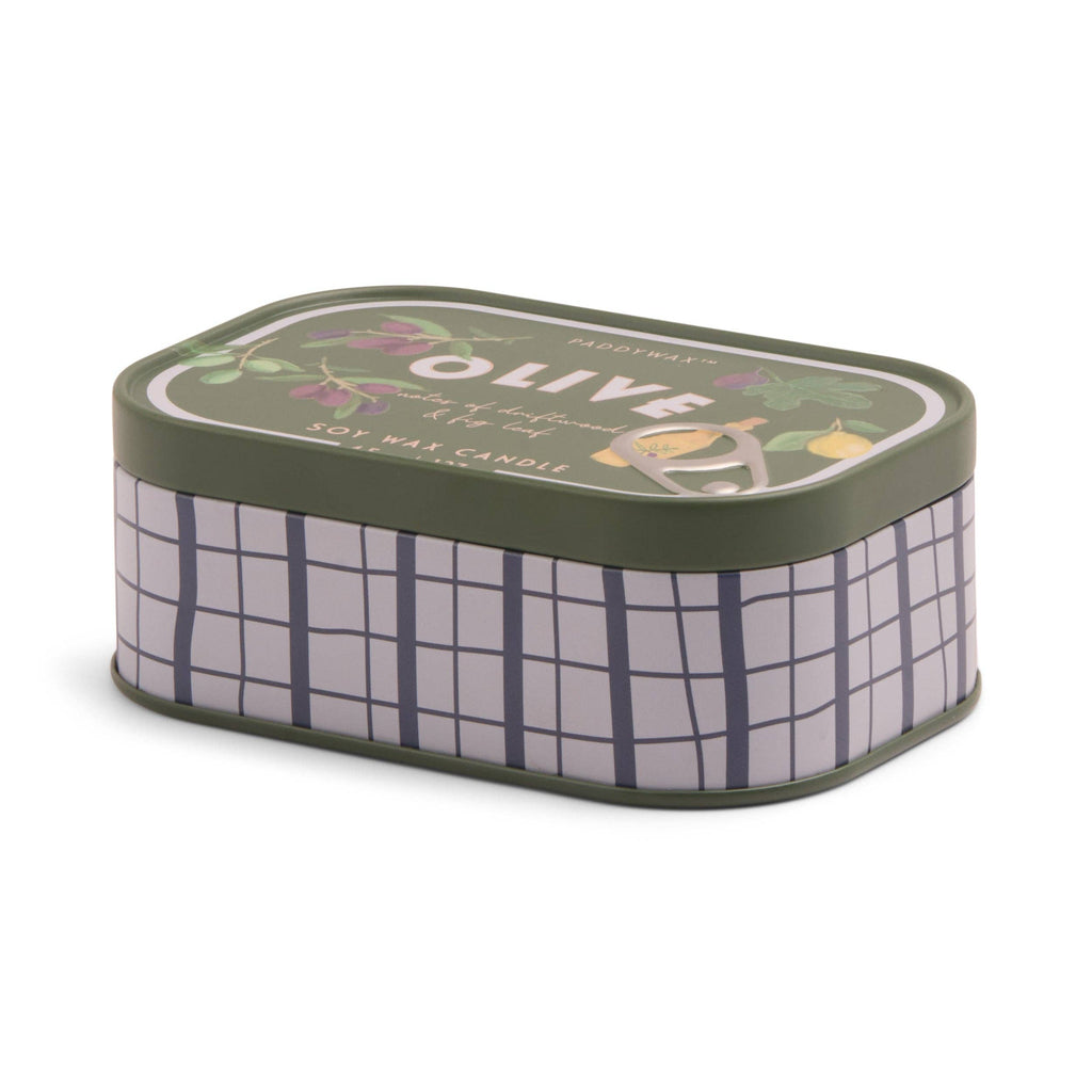 Paddywax Bistro 4.5oz/127g Olive Printed Tin Candle - Fig  Olive