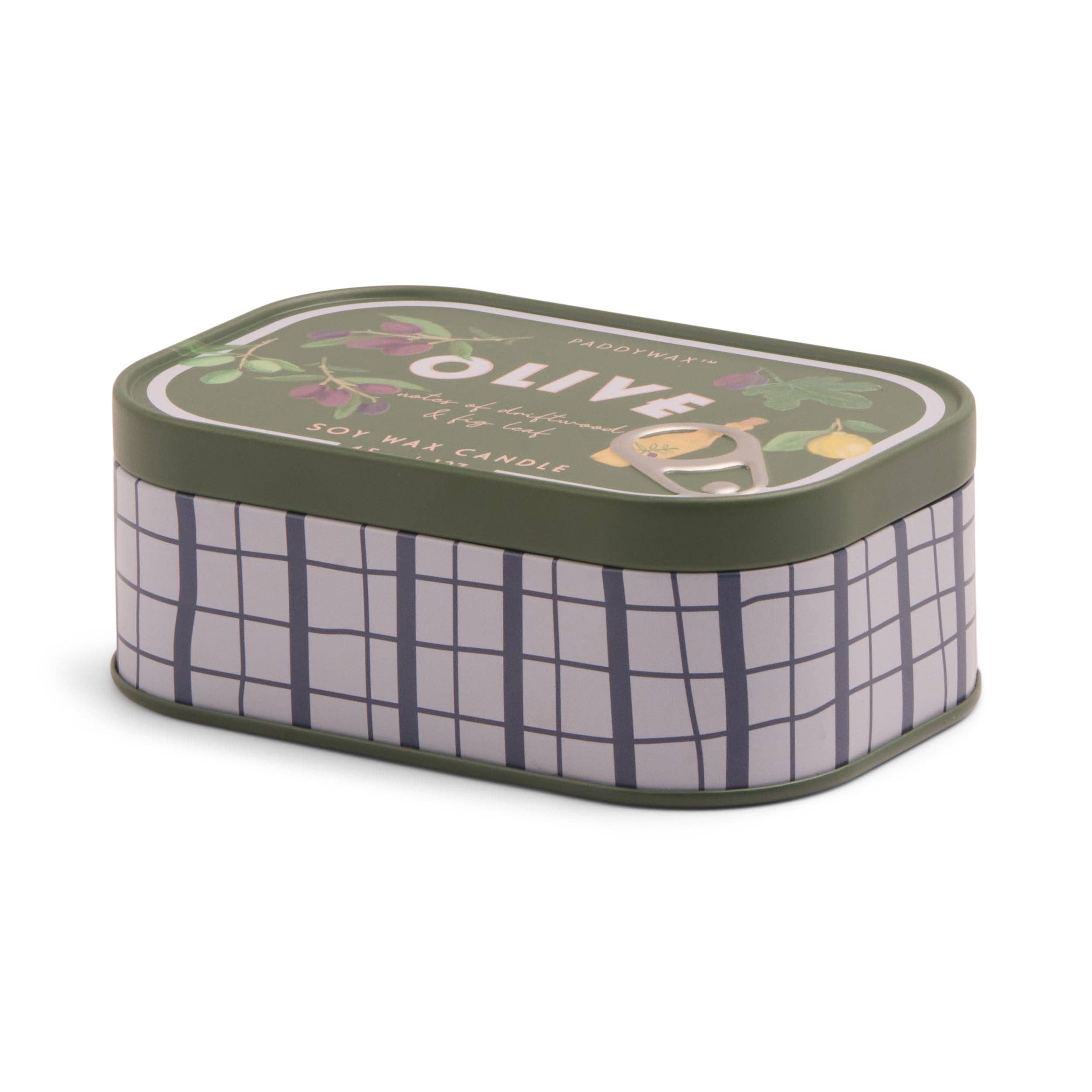 Paddywax Bistro 4.5oz/127g Olive Printed Tin Candle - Fig  Olive