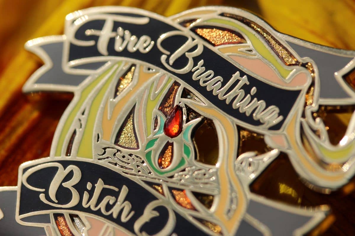 Geek and Artsy - Fire Breathing Bitch Queen Enamel Pin
