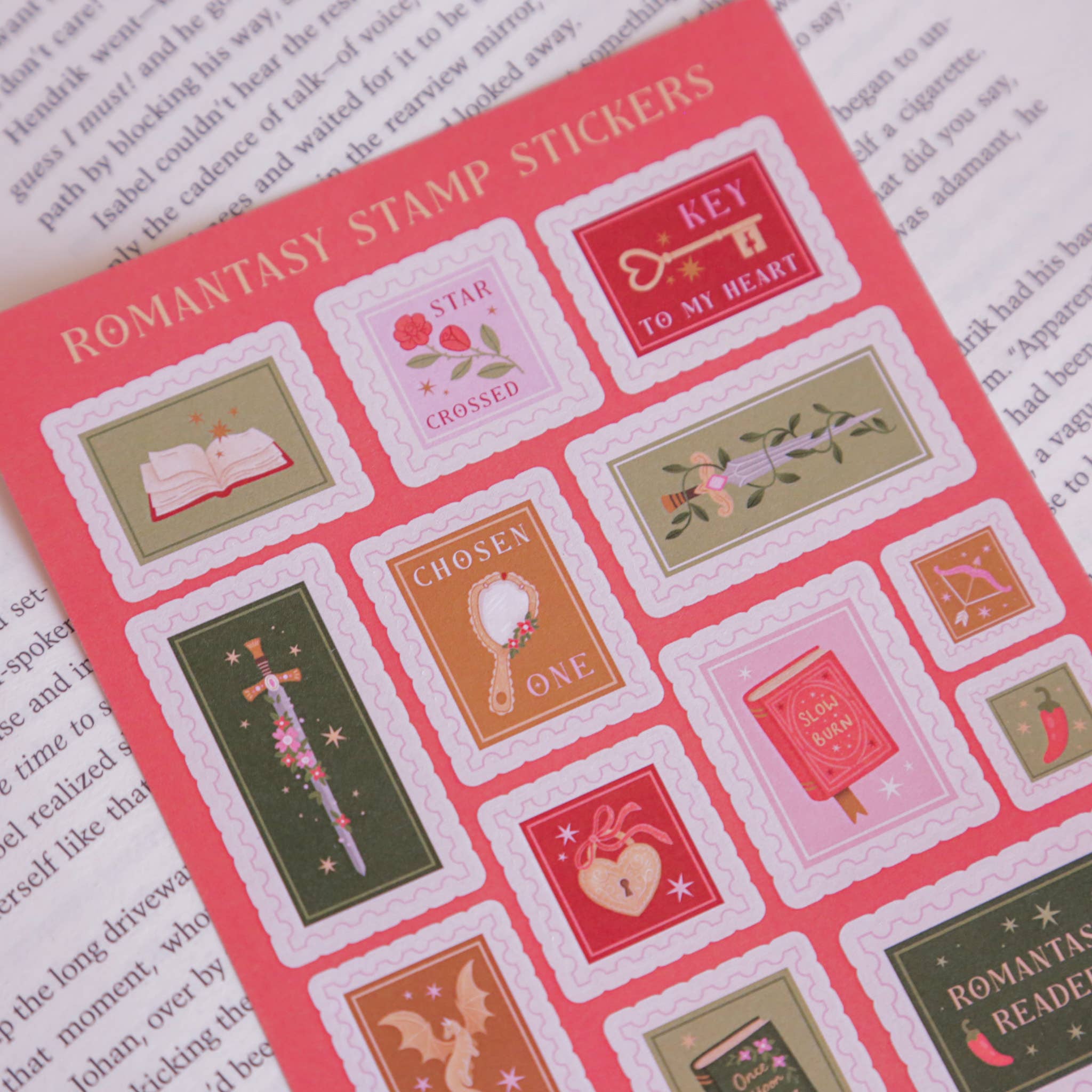 Hopscotch Paper Co. - Romantasy Stamps Sticker Sheet