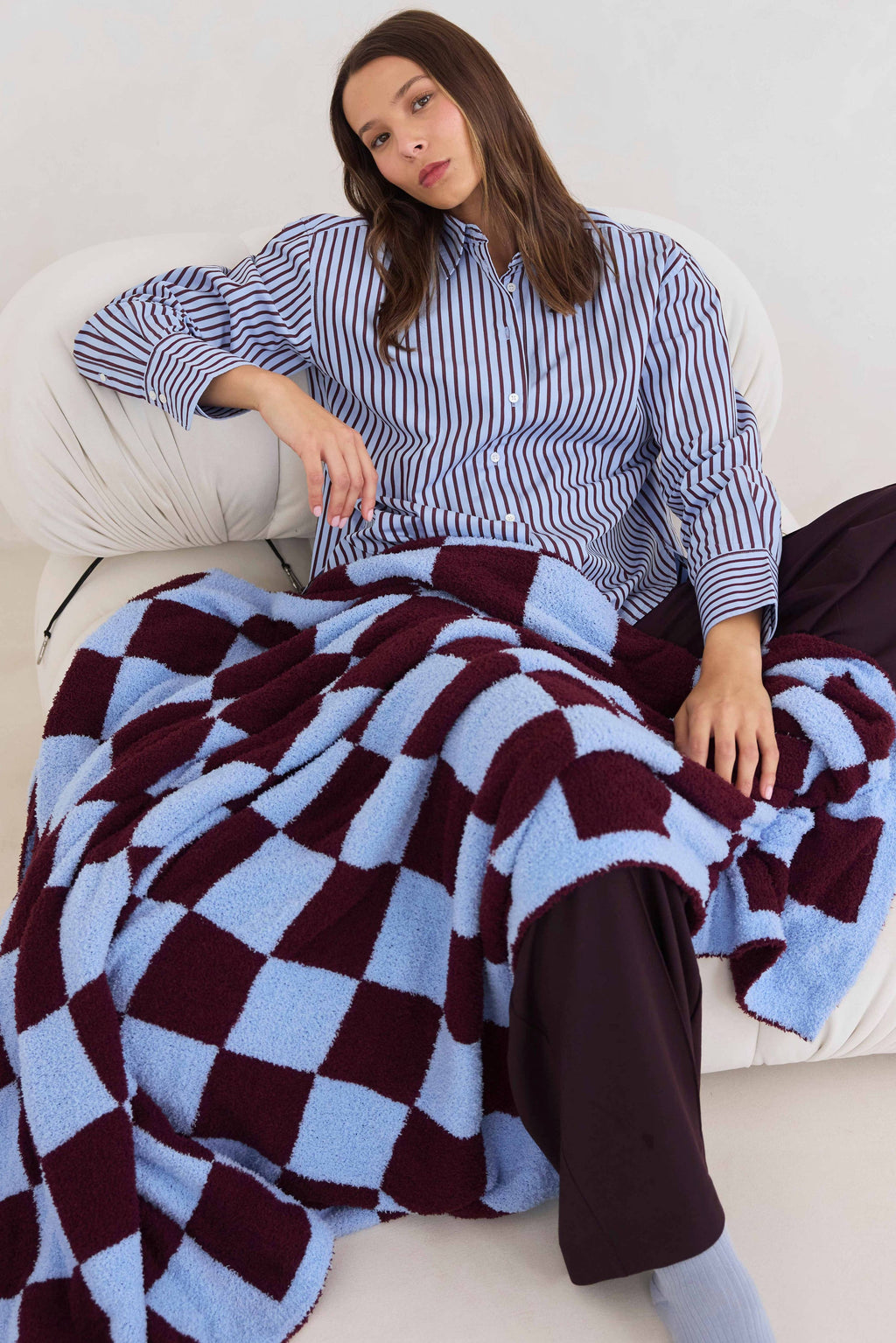 The Teddy Throw - 100% Recycled - Blue Check - AW26