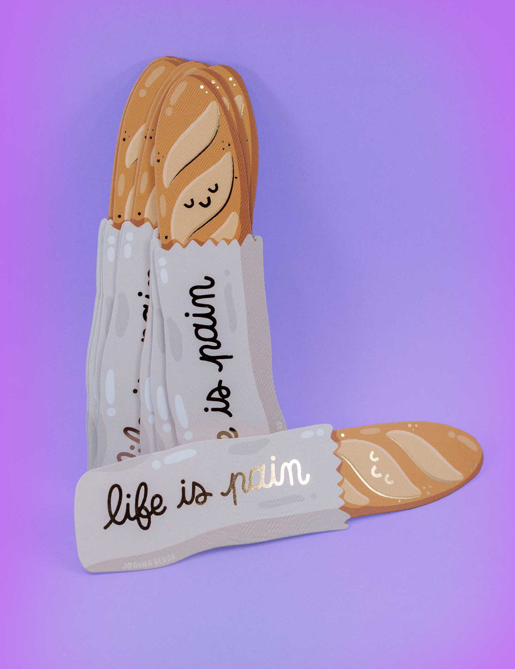 Joanna Behar - "Life is Pain" Baguette Gold Foil Bookmark