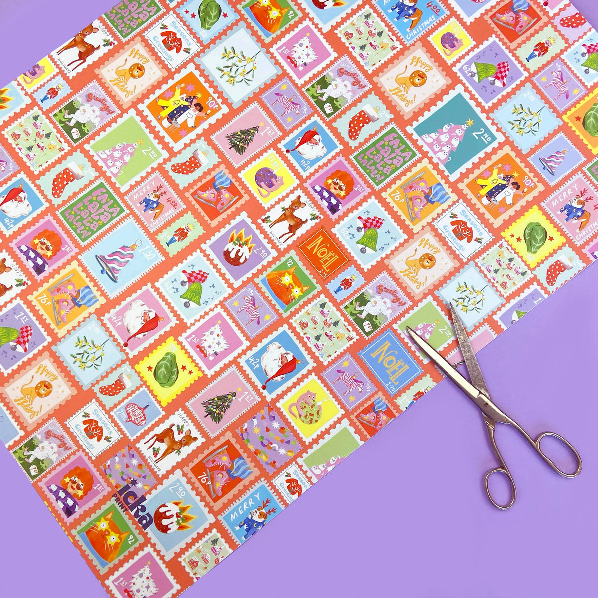 Christmas Stamps Wrapping Paper