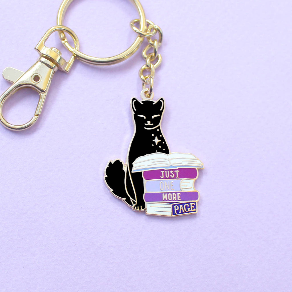 Glitter Punk - Just One More Page cat Key Chain