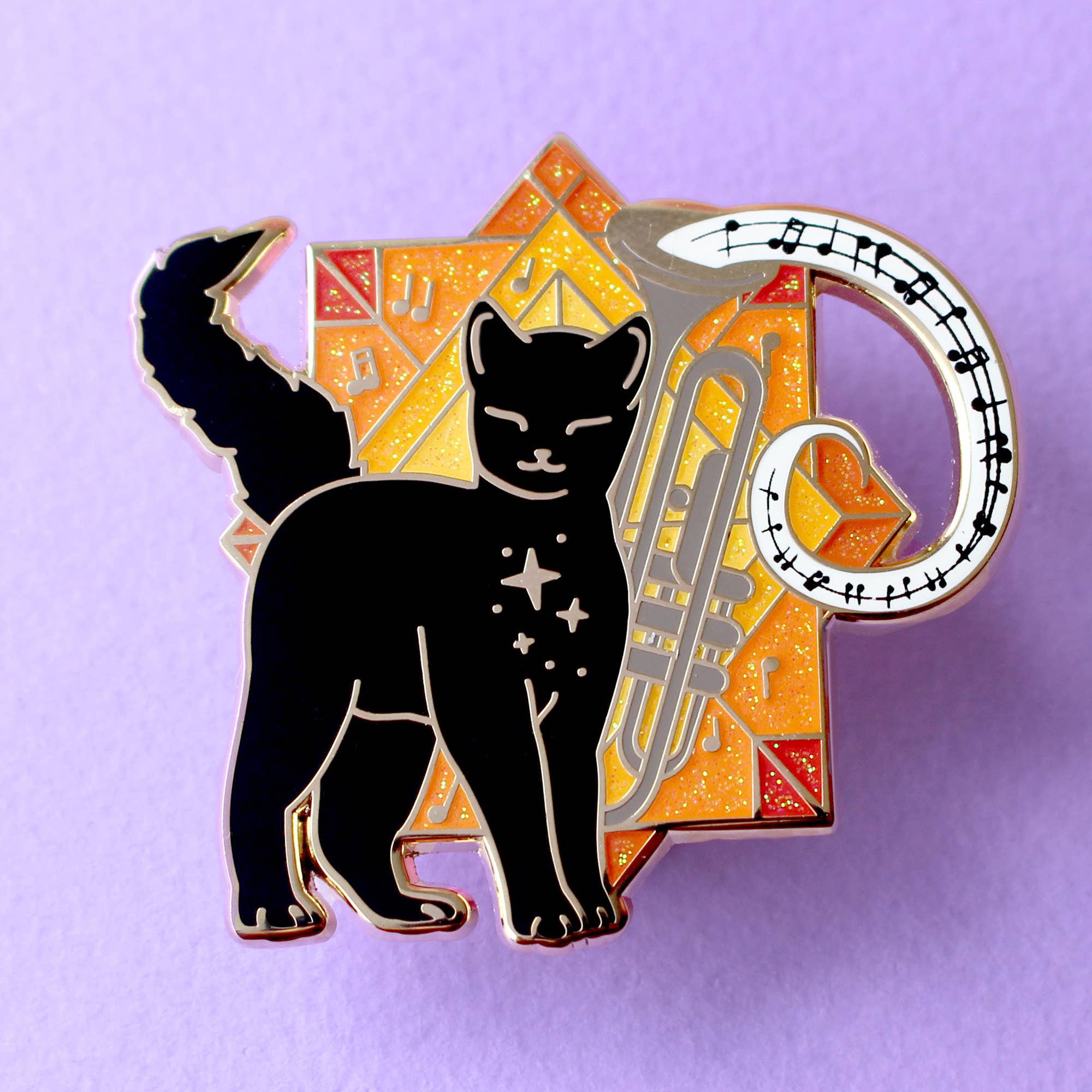 Glitter Punk - Music Cat Enamel Pin