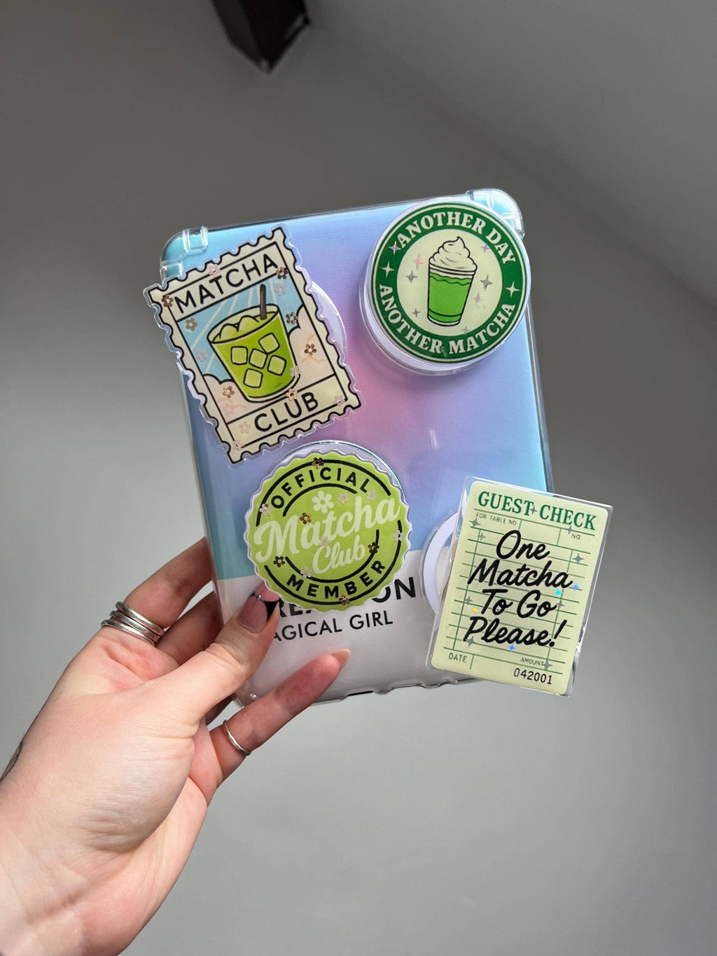 Matcha-Themed Kindle Grip & Phone Holder