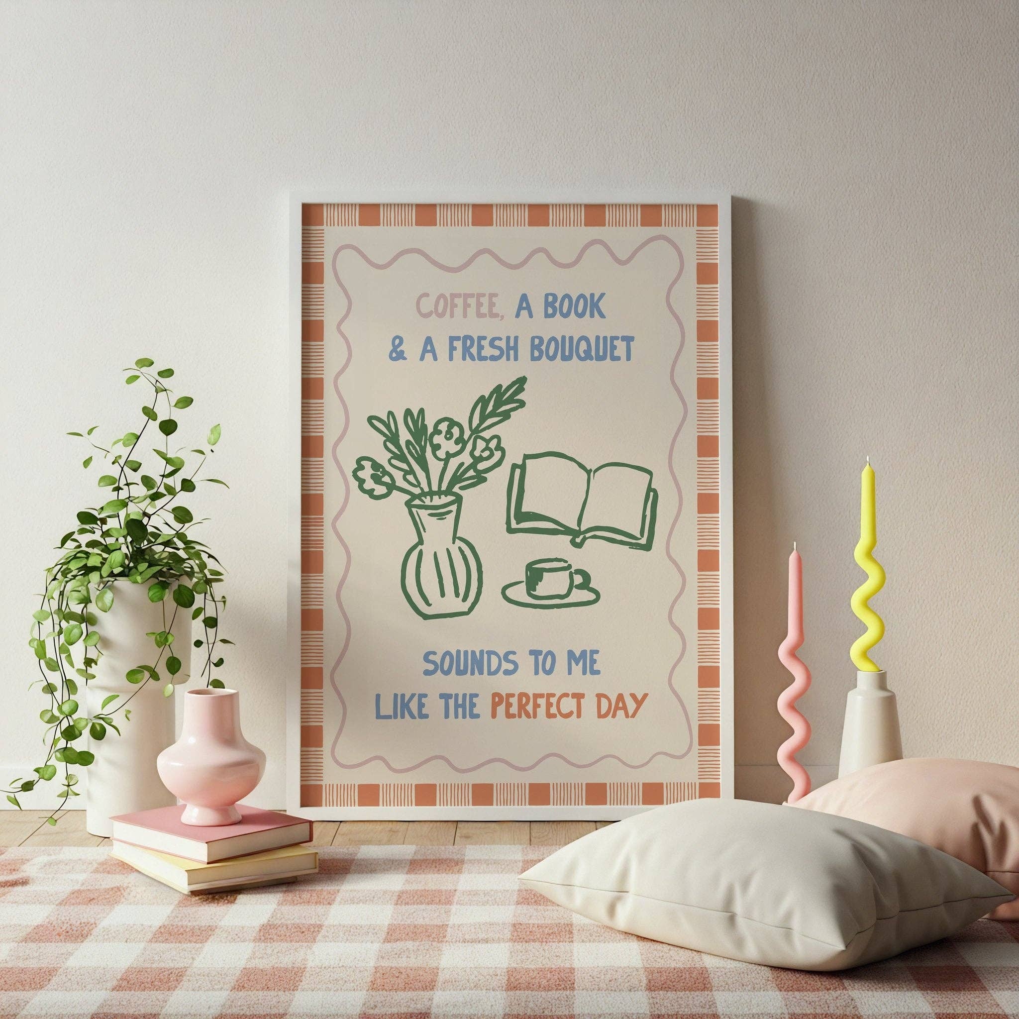 Moonshine Prints - Coffee, Books and Flowers Print