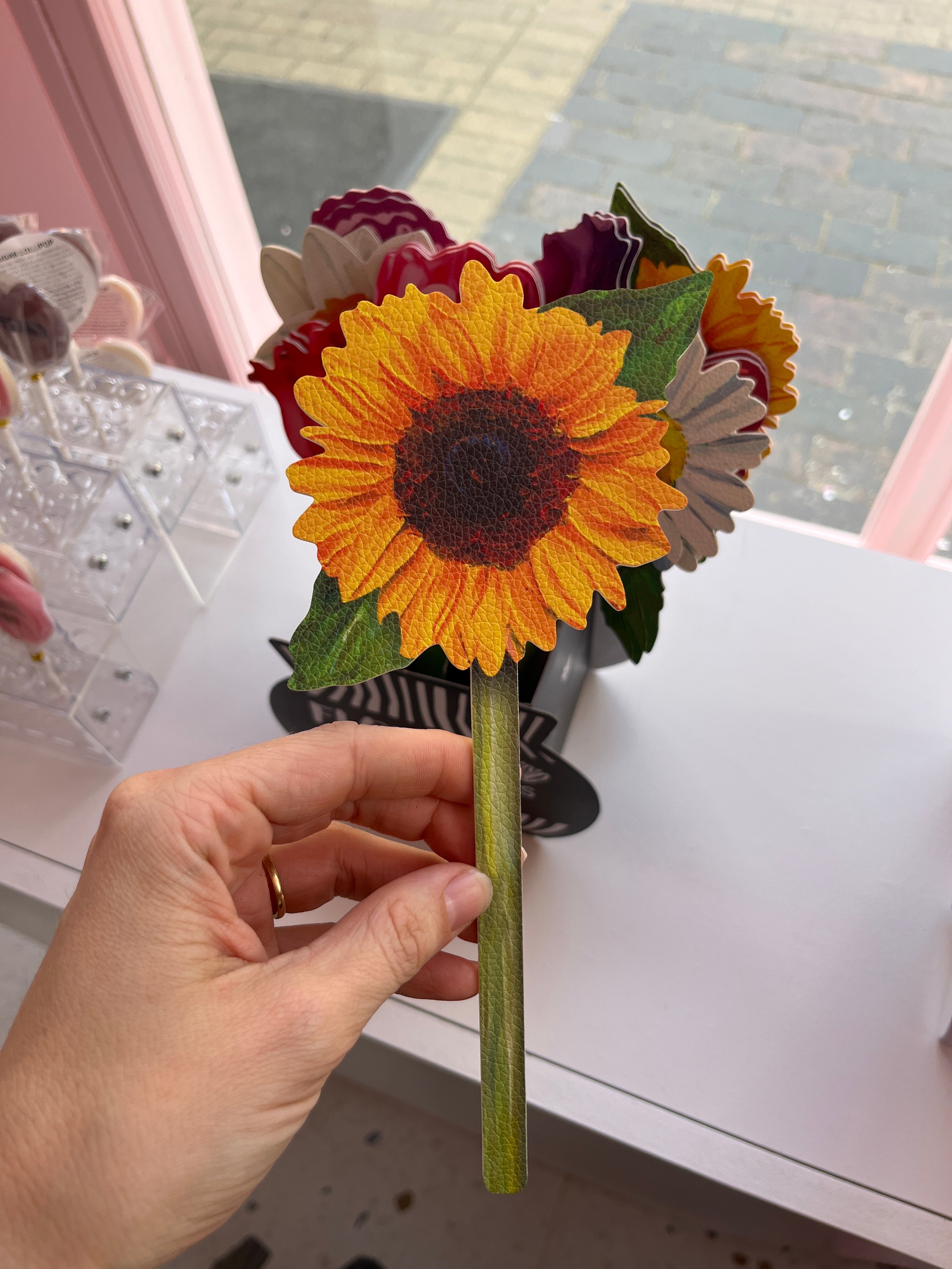 Vegan leather Flower Bookmark (sunflower)