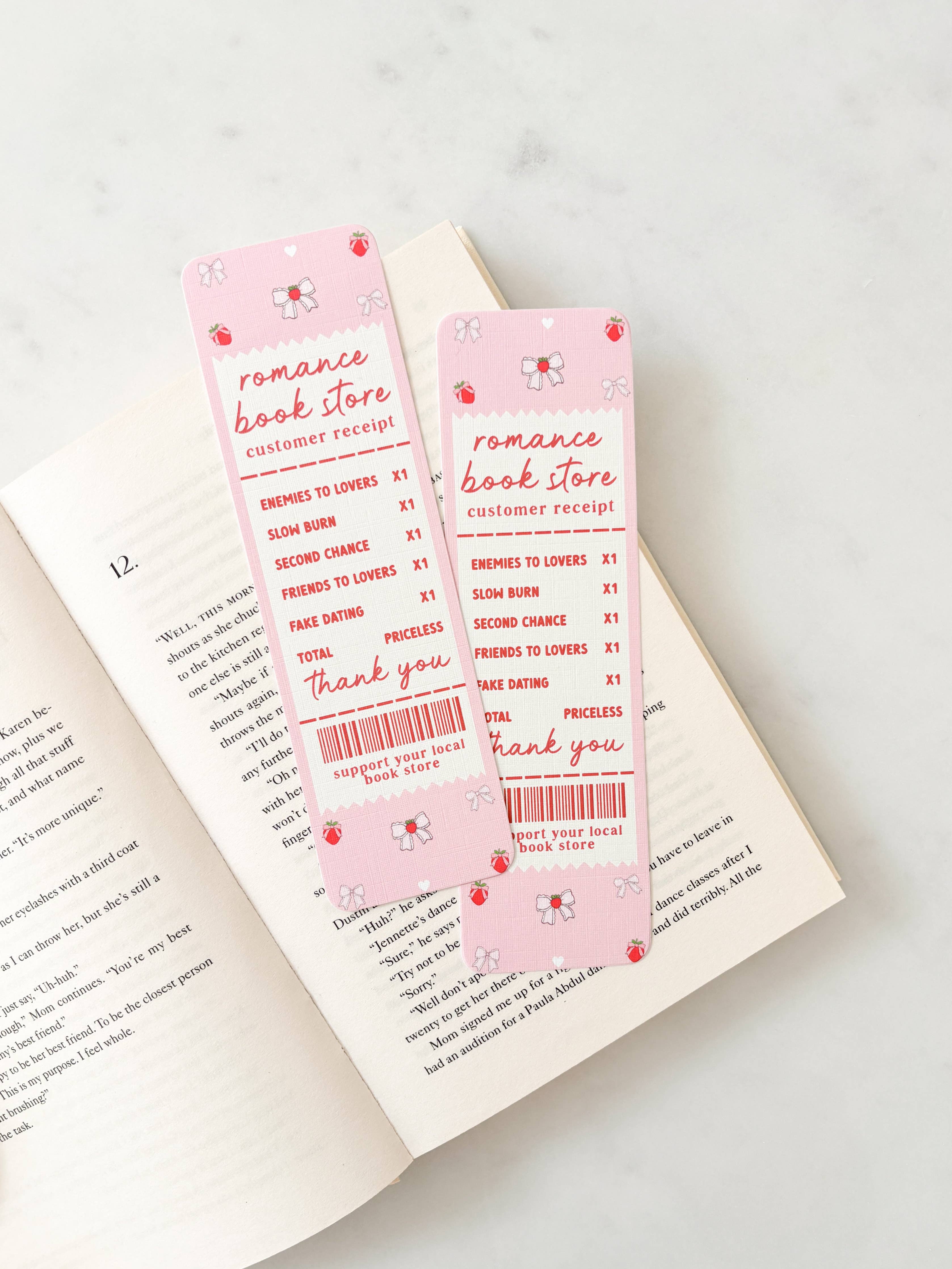 Romance Book Store Receipt Bookmark