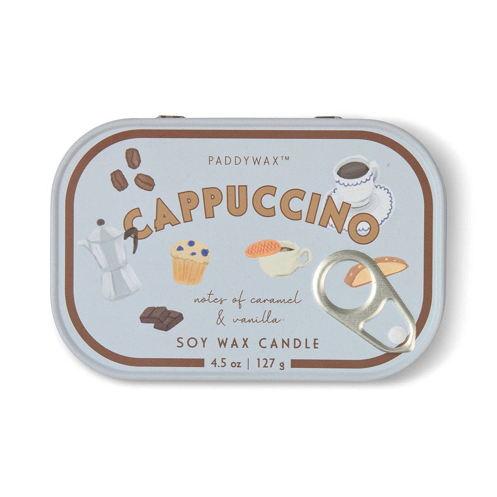Paddywax Bistro 4.5oz/127g Cappuccino Printed Tin Candle - Chocolate & Cherry