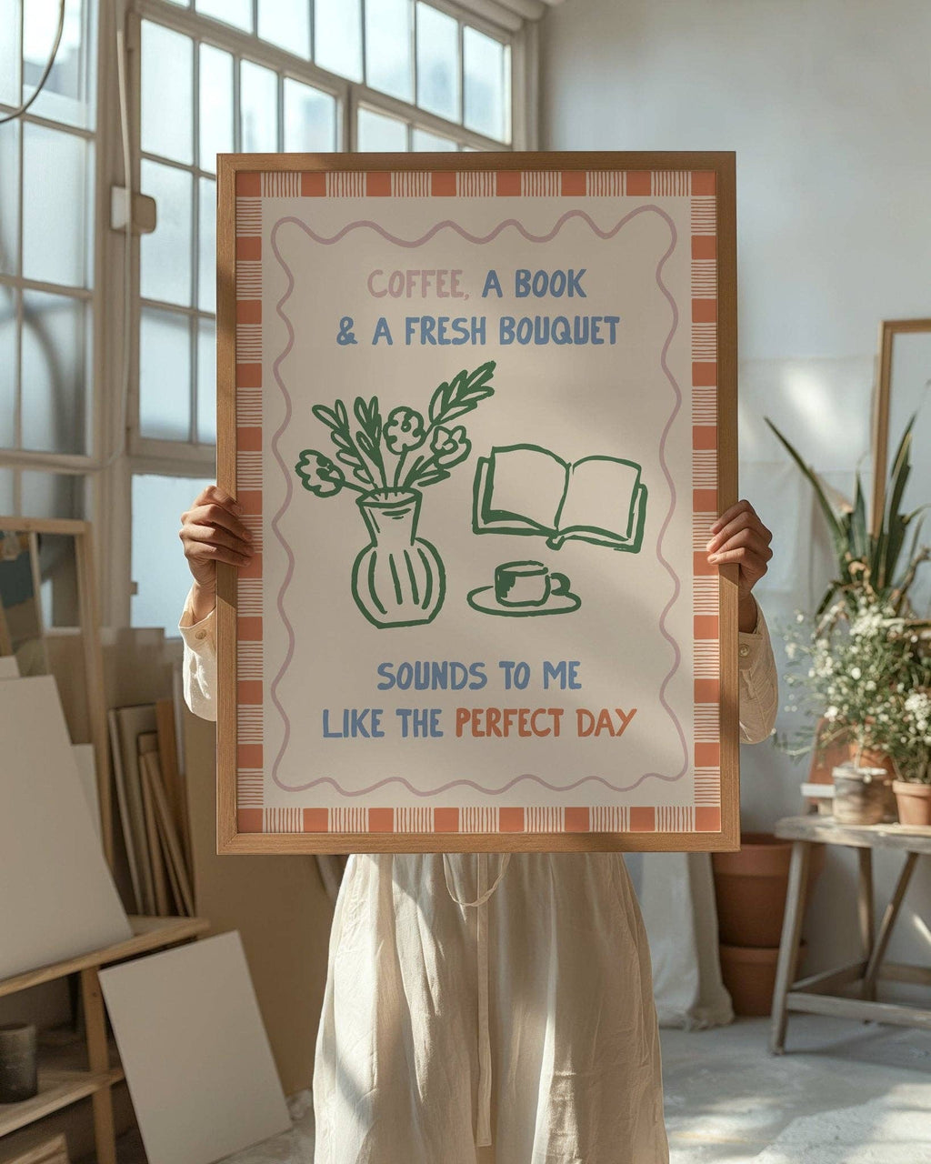 Moonshine Prints - Coffee, Books and Flowers Print