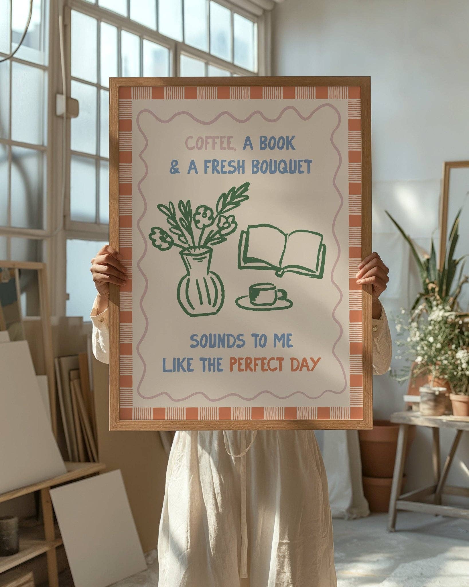 Moonshine Prints - Coffee, Books and Flowers Print