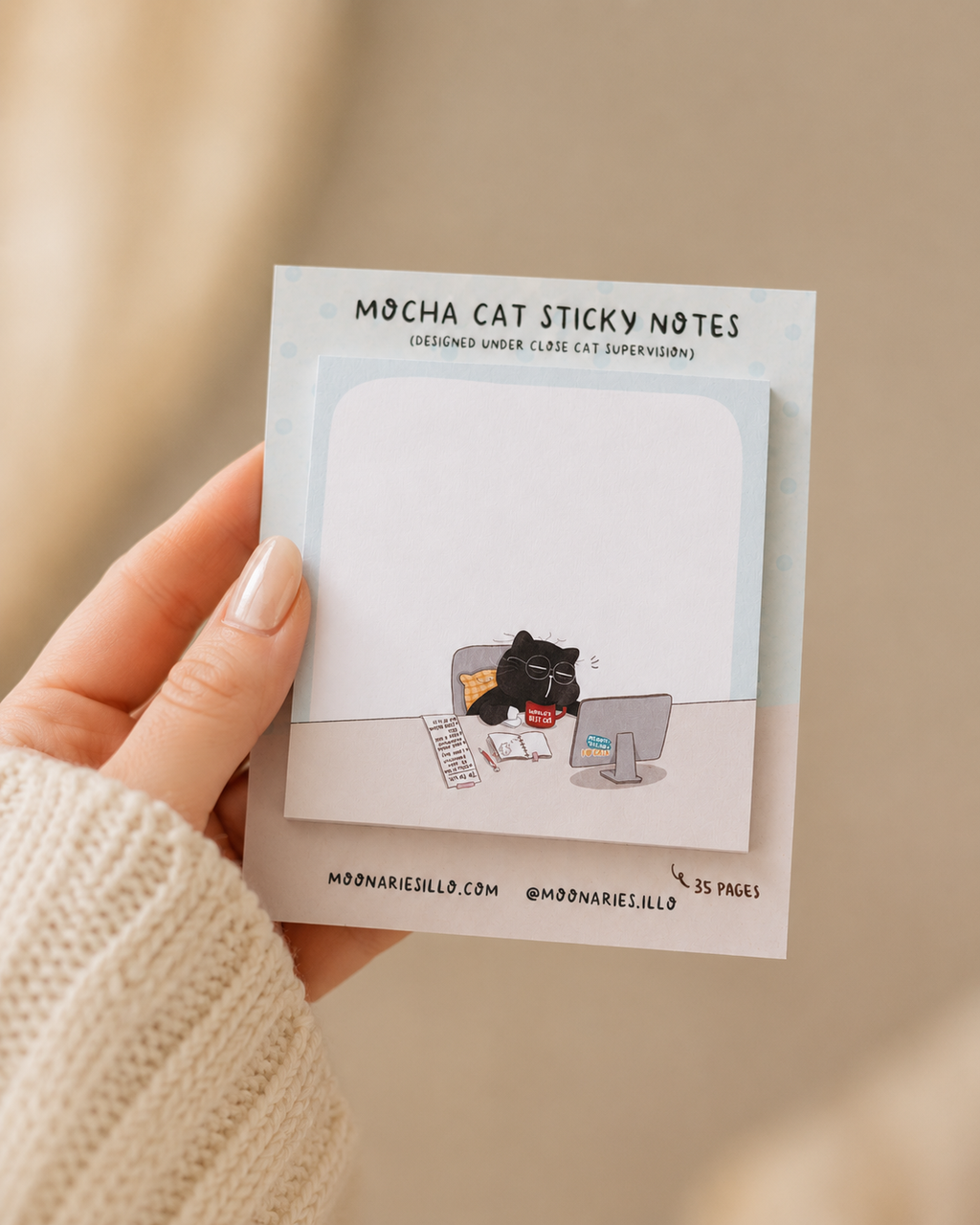 Cat Square Sticky Notes, Coworker Cat Gift