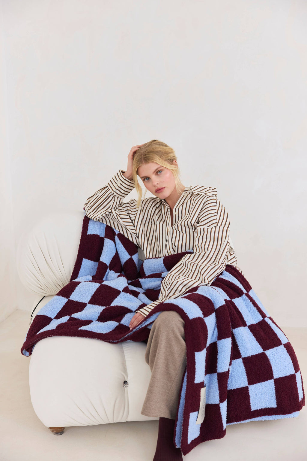 The Teddy Throw - 100% Recycled - Blue Check - AW26