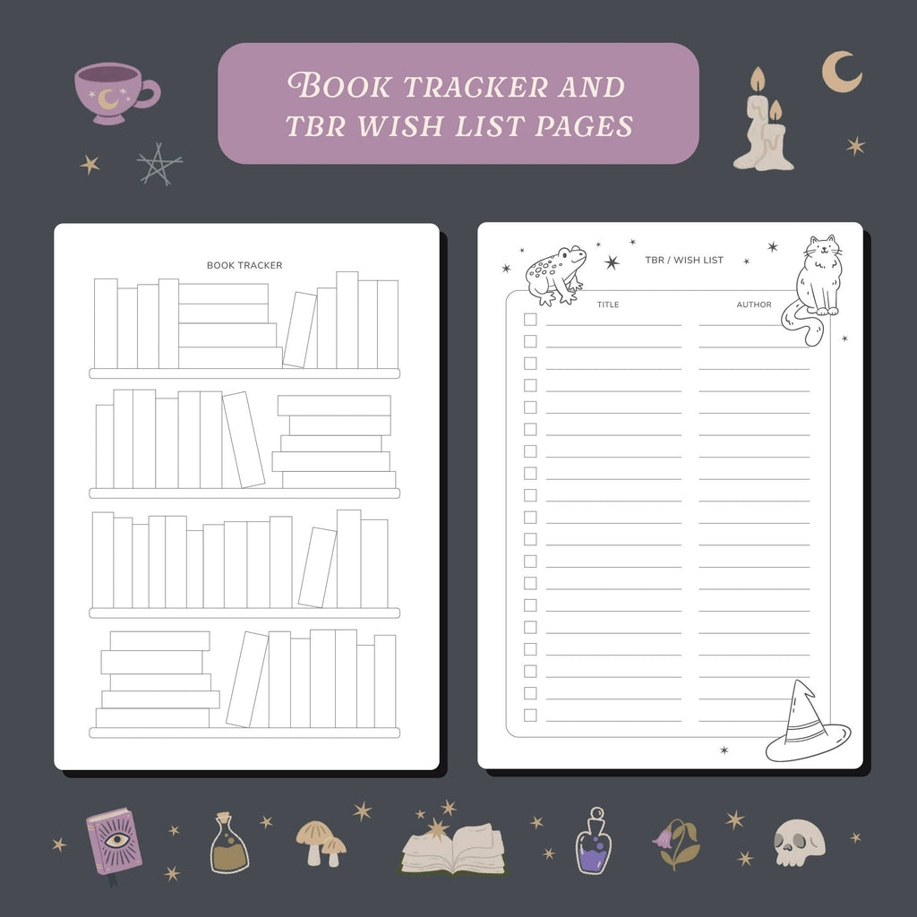 Whimsy Witch Reading Journal – 50 Book Review Notebook