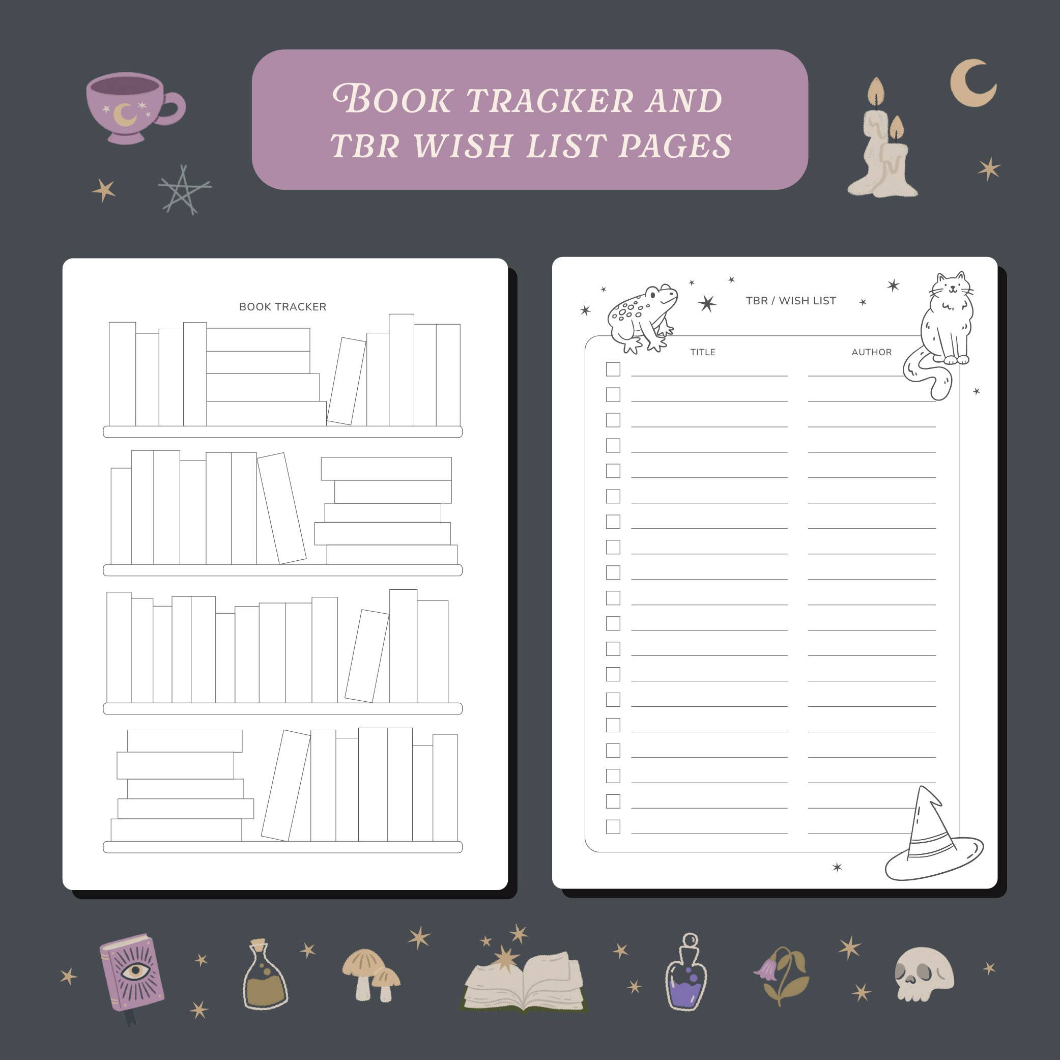 Whimsy Witch Reading Journal – 50 Book Review Notebook