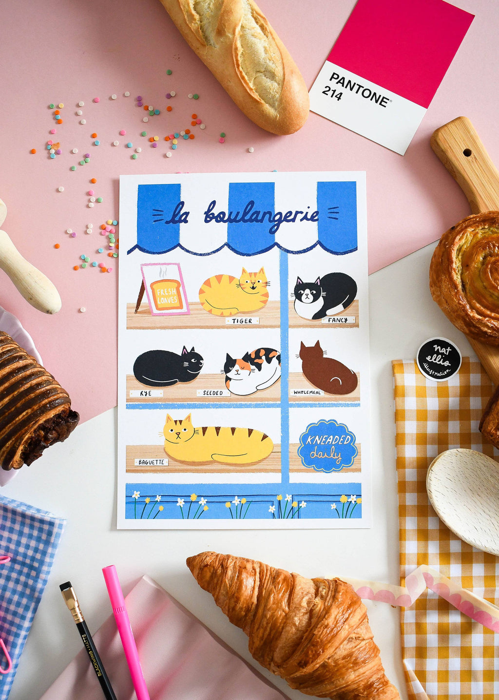 Nat Ellis Illustrations - La Boulangerie A4 Heavyweight Art Print