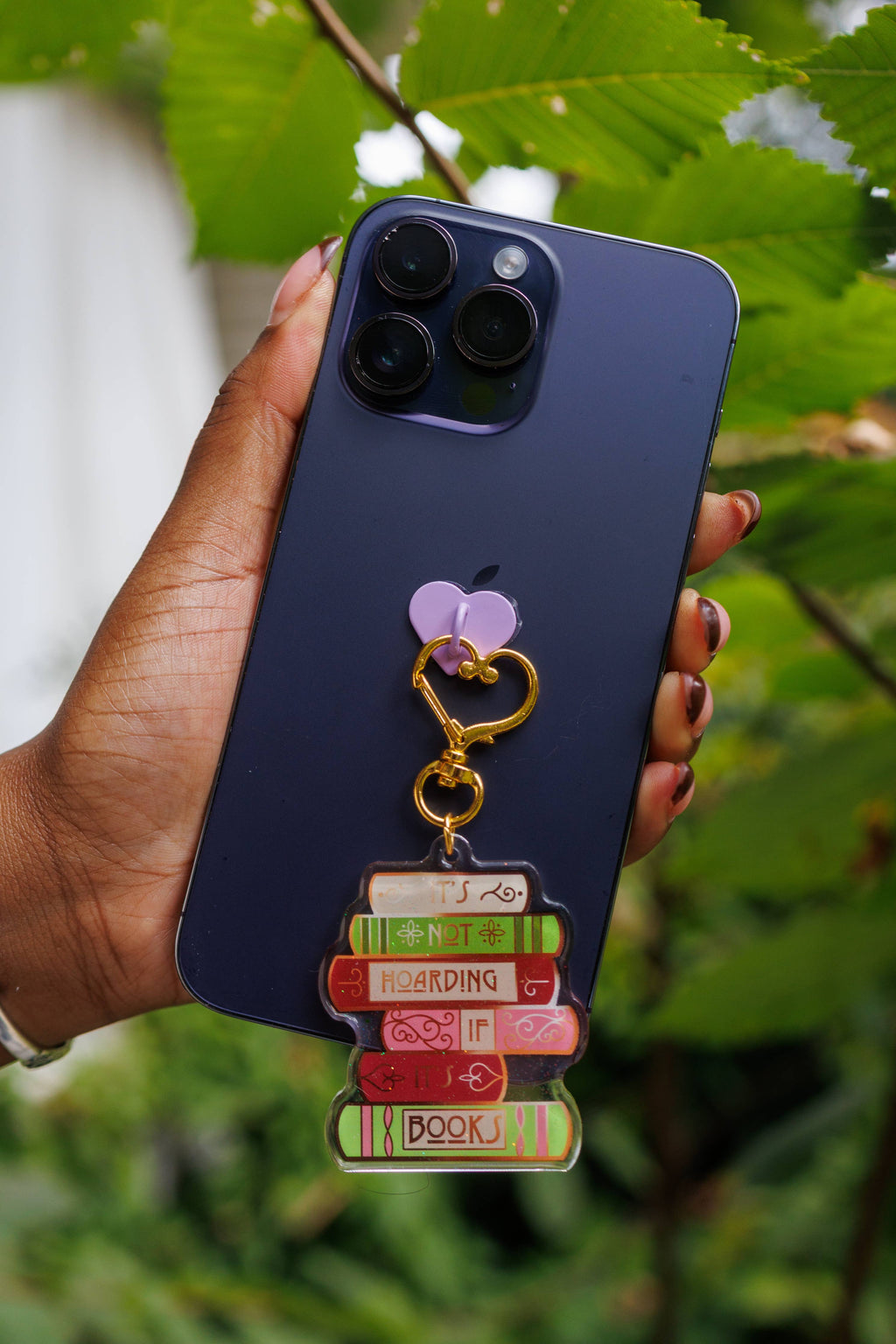 Pin Story “It's Not Hoarding If It's Books" Keychain/Kindle Charm IMPORTED