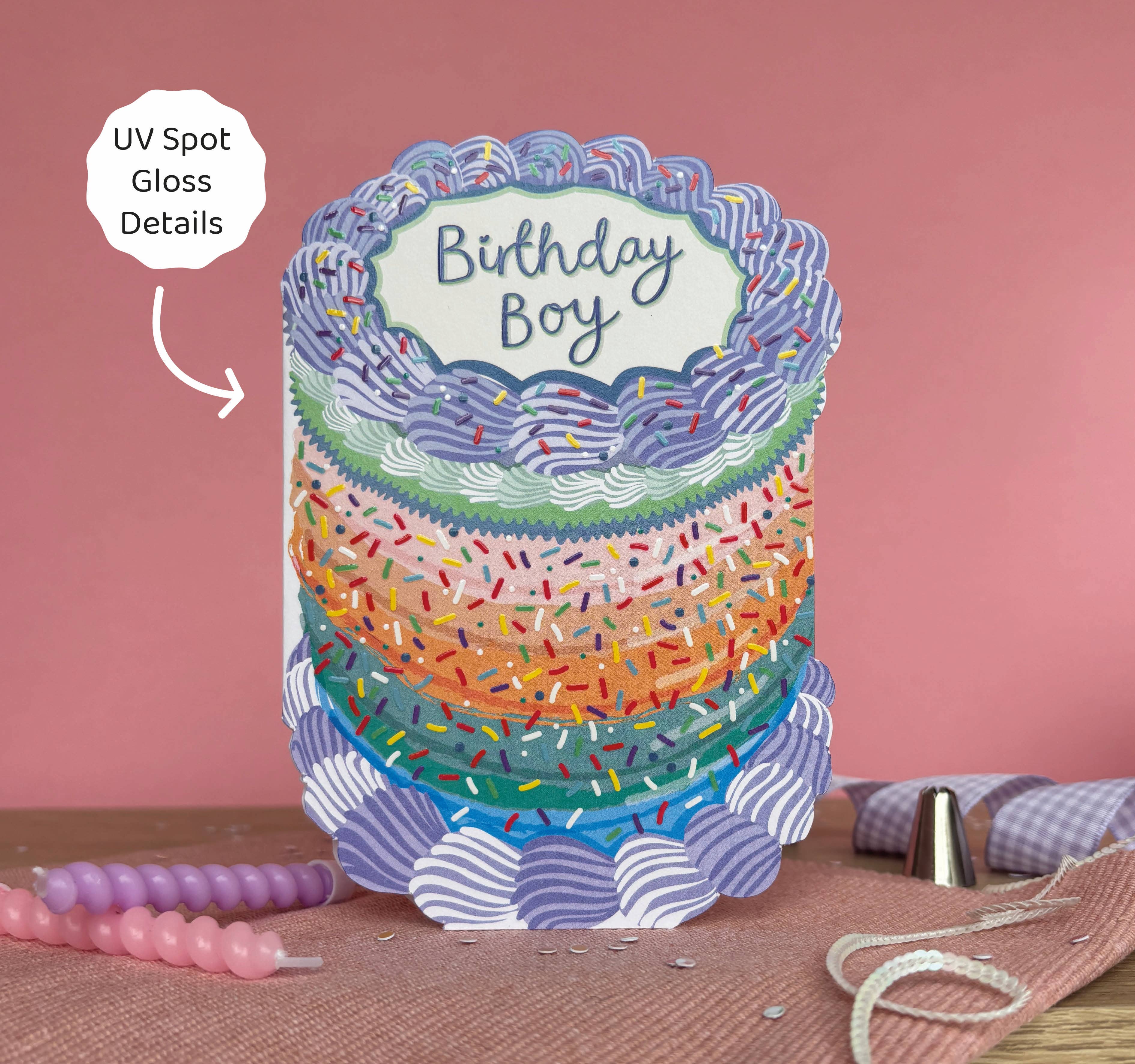 Birthday Boy - Birthday Cake Shaped Greeting Card
