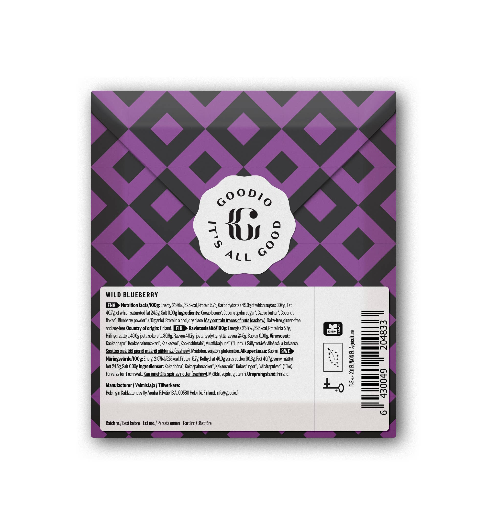Goodio Chocolate - Wild Blueberry Chocolate 61%
