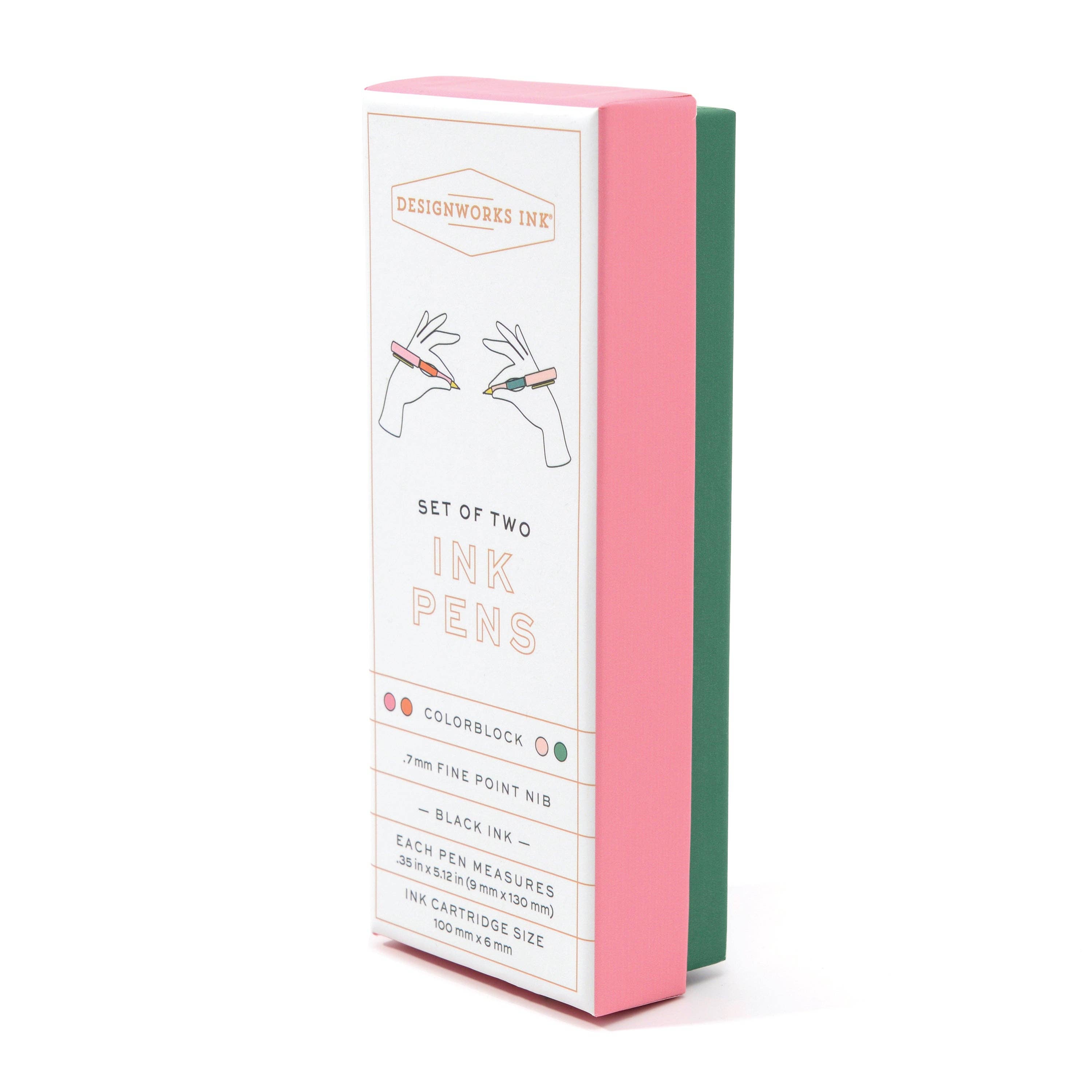 Colourblock Pens Red Orange & Emerald (set of 2)