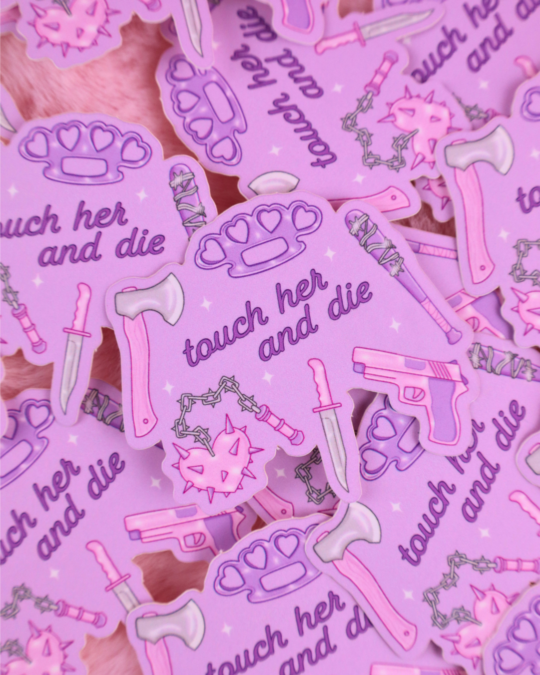 Touch Her And Die Vinyl Waterproof Bookish Sticker 