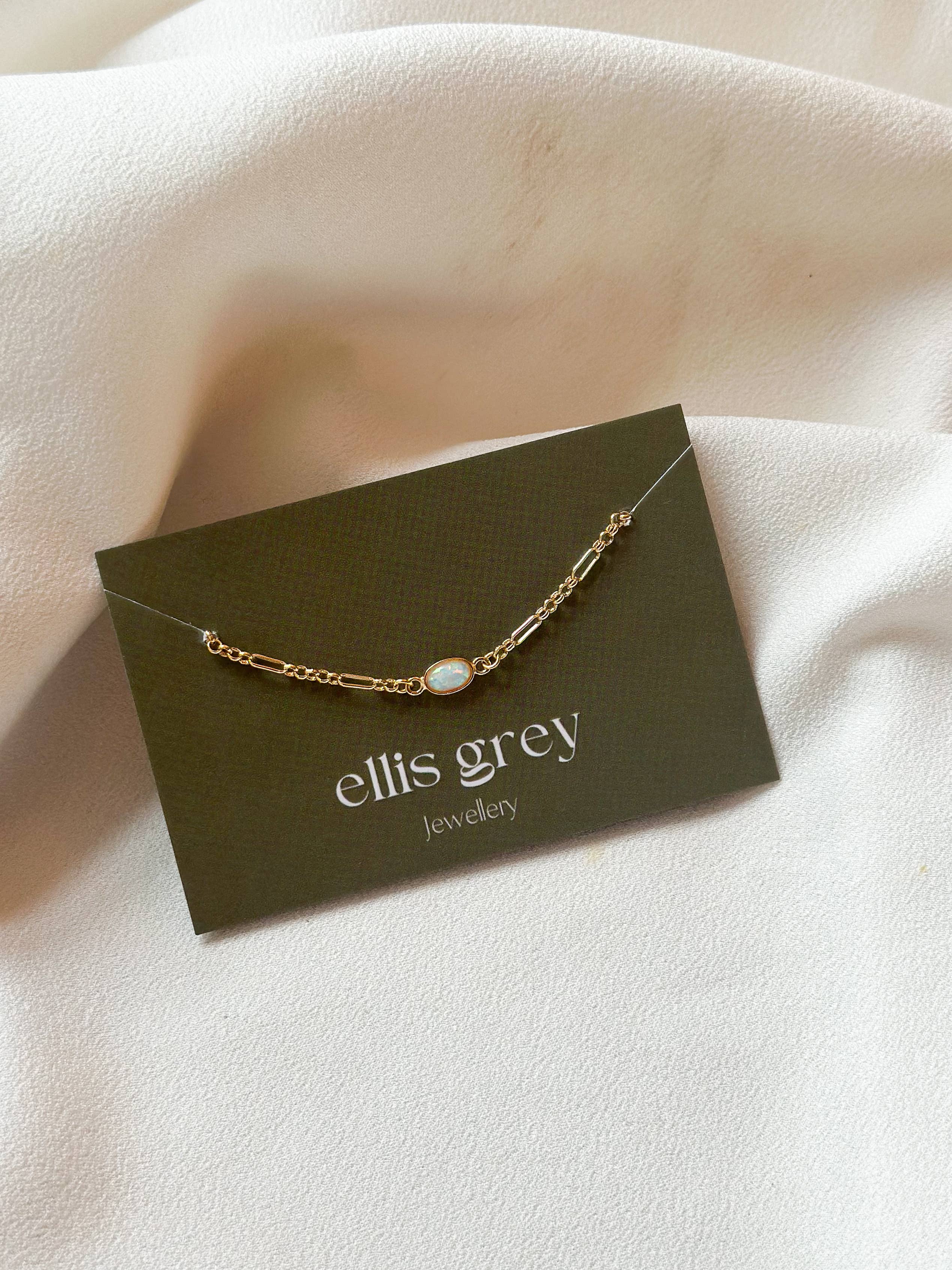 18k Gold Opal Fine Chain Bracelet