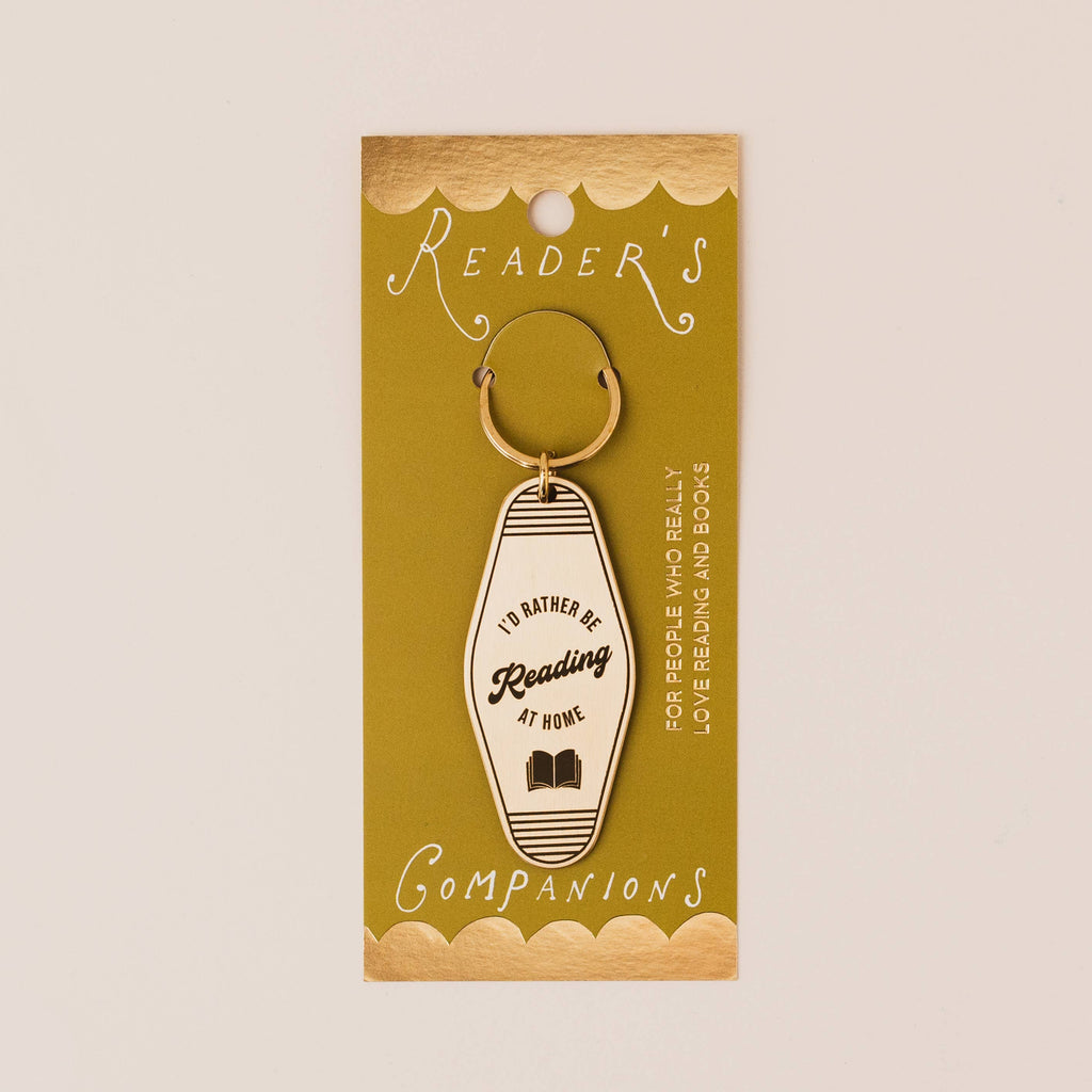 I'D RATHER BE READING AT HOME Reader's Companions Solid Brass Book Lover Keyring