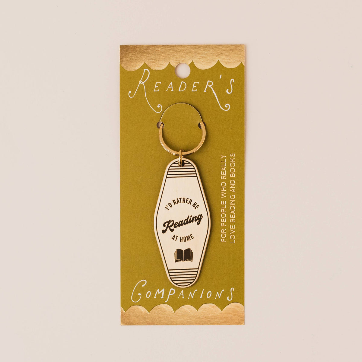 I'D RATHER BE READING AT HOME Reader's Companions Solid Brass Book Lover Keyring