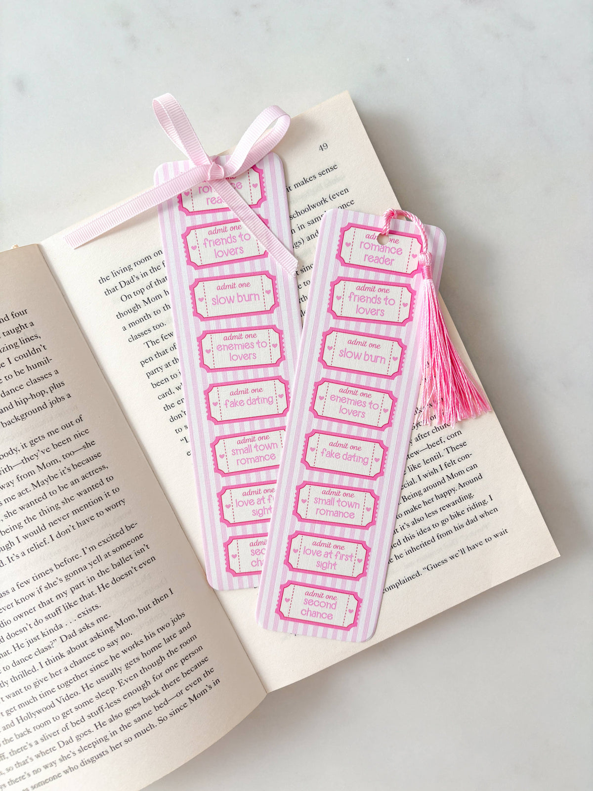 Romance Book Tropes Book Club Tickets Bookmark