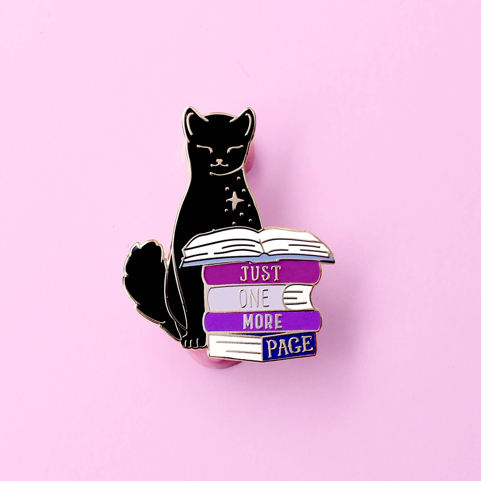Glitter Punk - Just One More Page Book Cat Enamel Pin