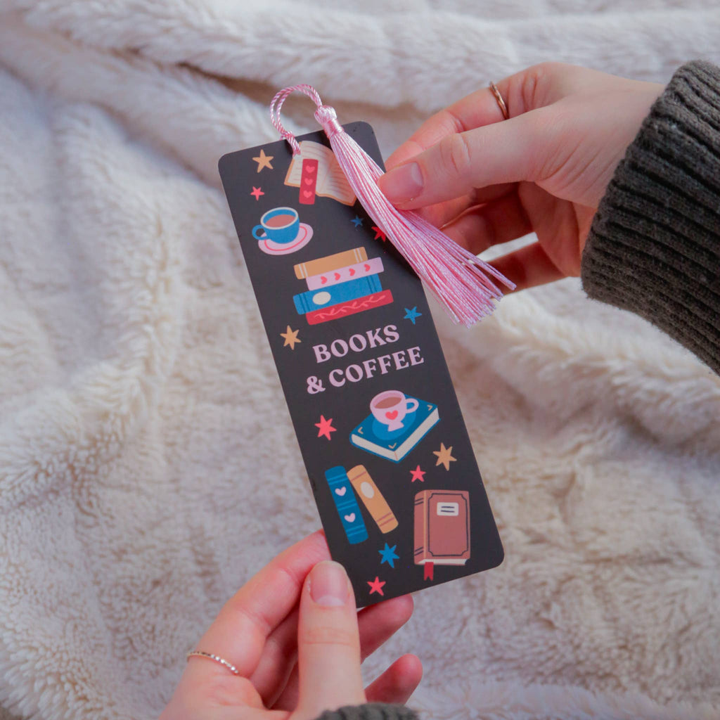 Hopscotch Paper Co. - Books and Coffee Bookmark with Tassel