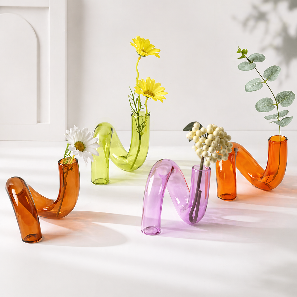 Twist Glass Candlestick Holder / Flower Vase
