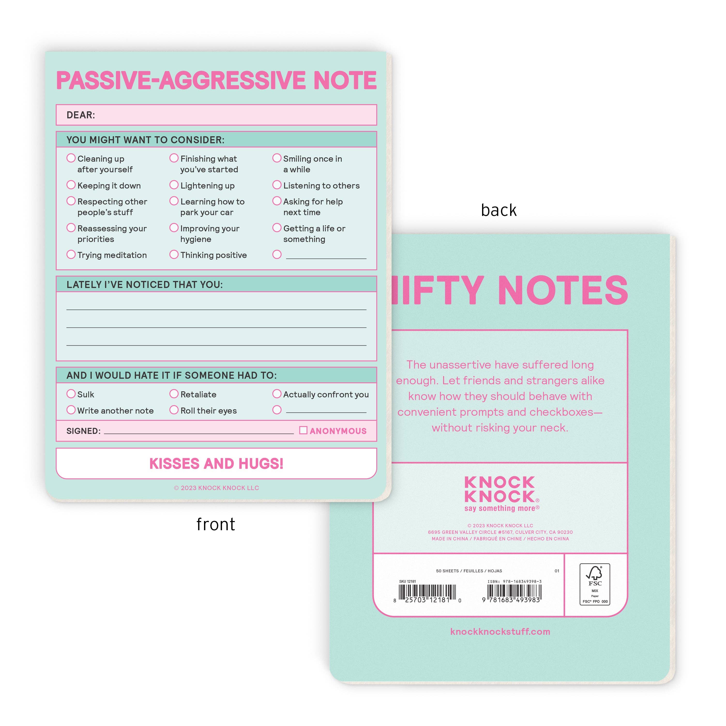 Knock Knock Passive Aggressive Nifty Note (Pastel Version) (Notebook/Sketchbook)