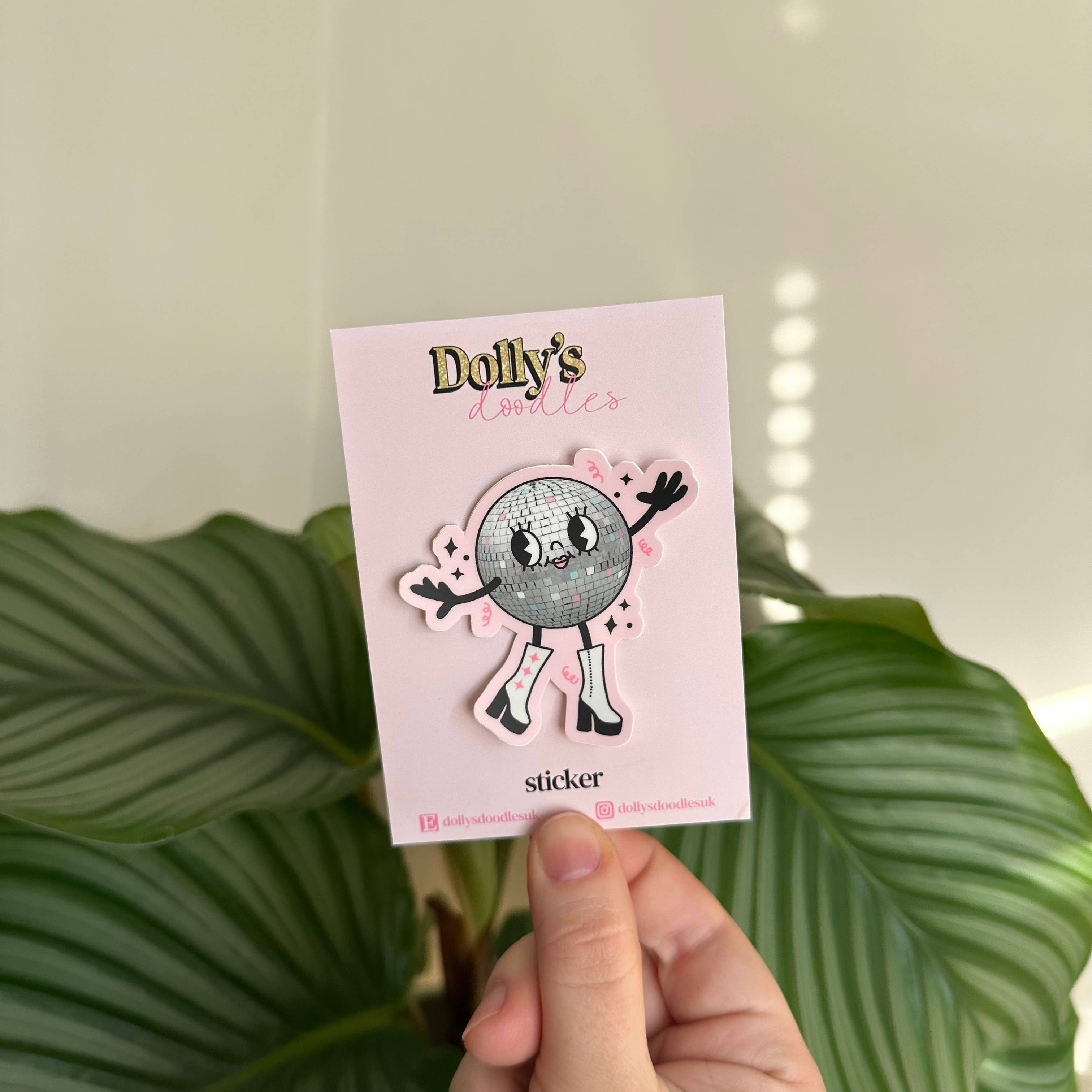 Matte Sticker | Disco Ball Retro Girl Pink Gift