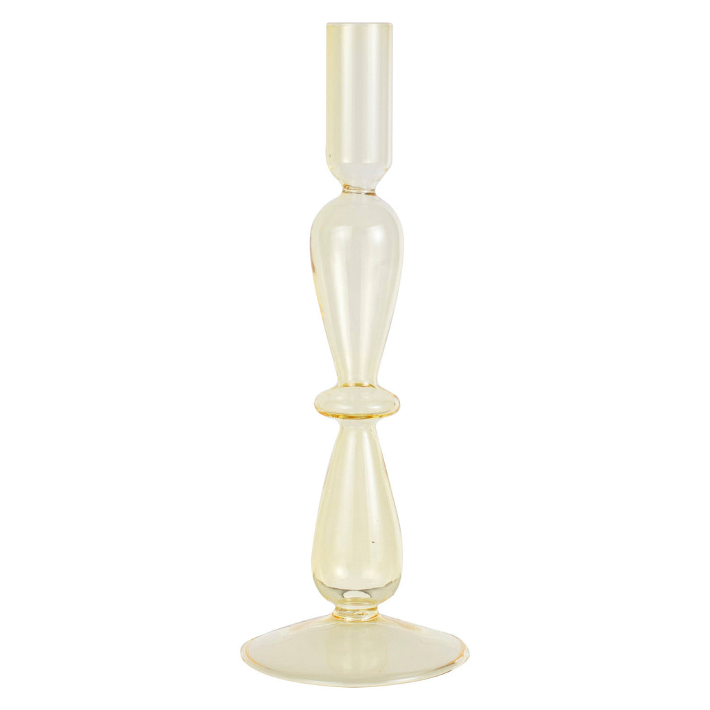 Yellow Glass Bubble Dinner Candle Holder