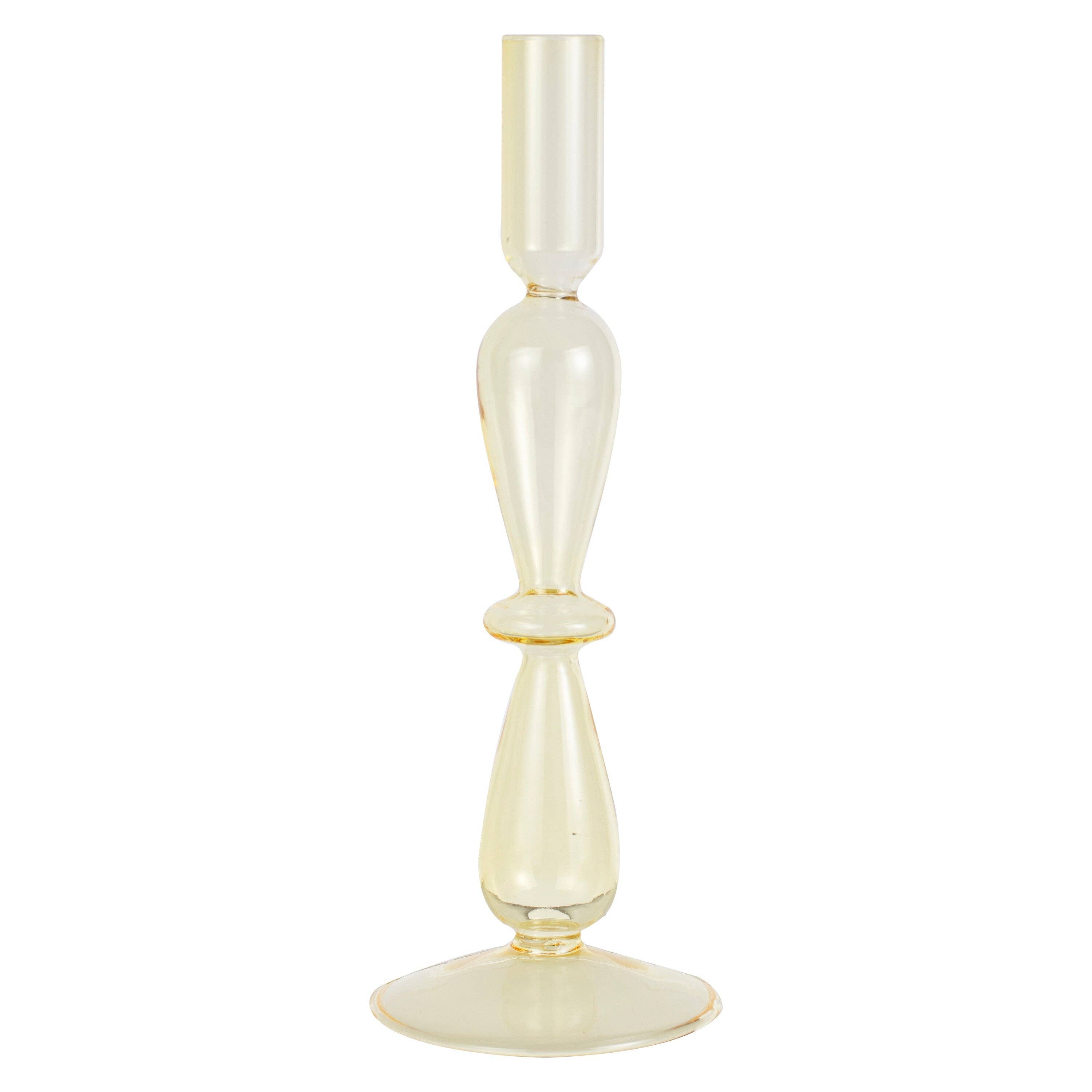 Yellow Glass Bubble Dinner Candle Holder